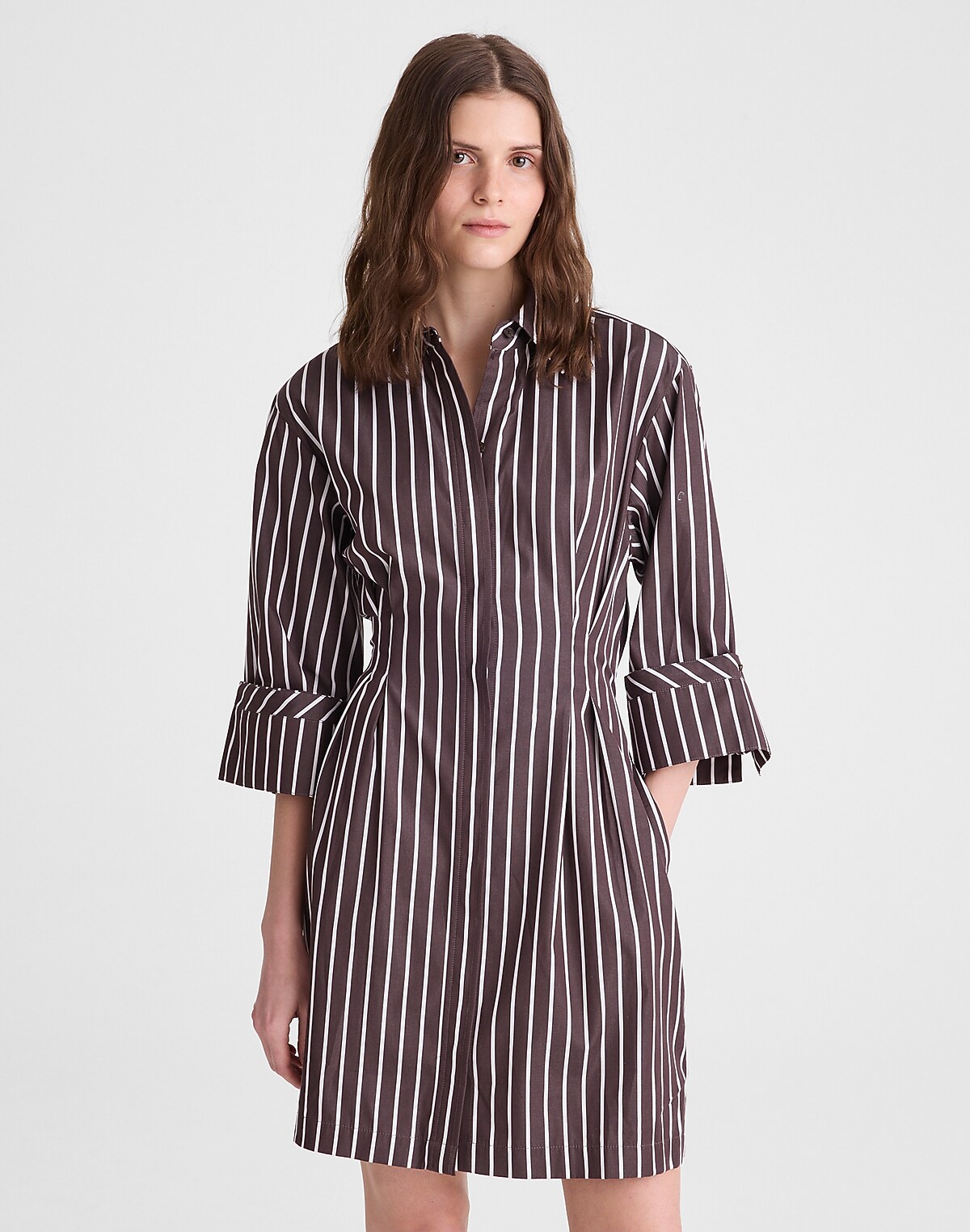 Tucked Mini Shirtdress