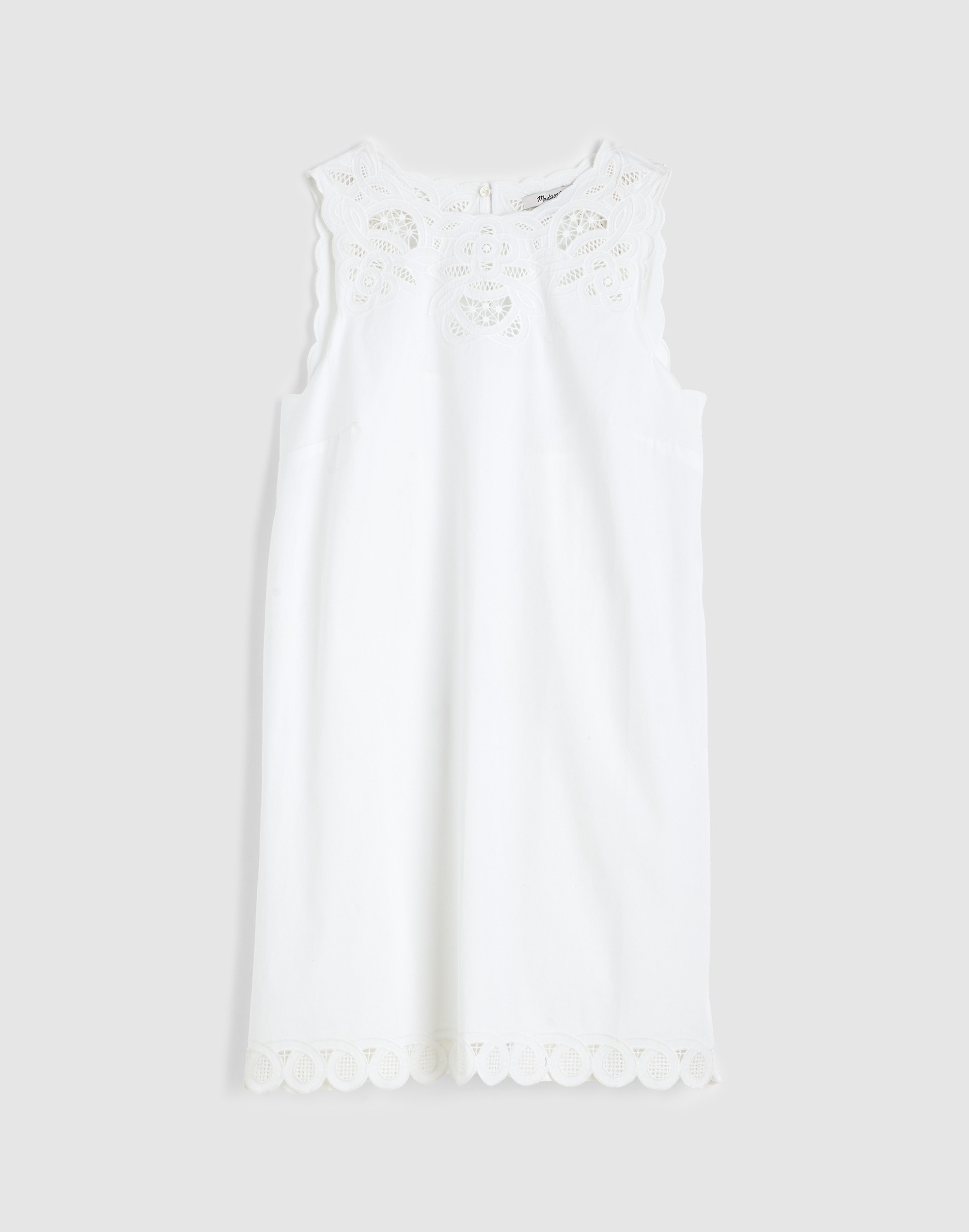 Embroidered Mini Shift Dress in Poplin