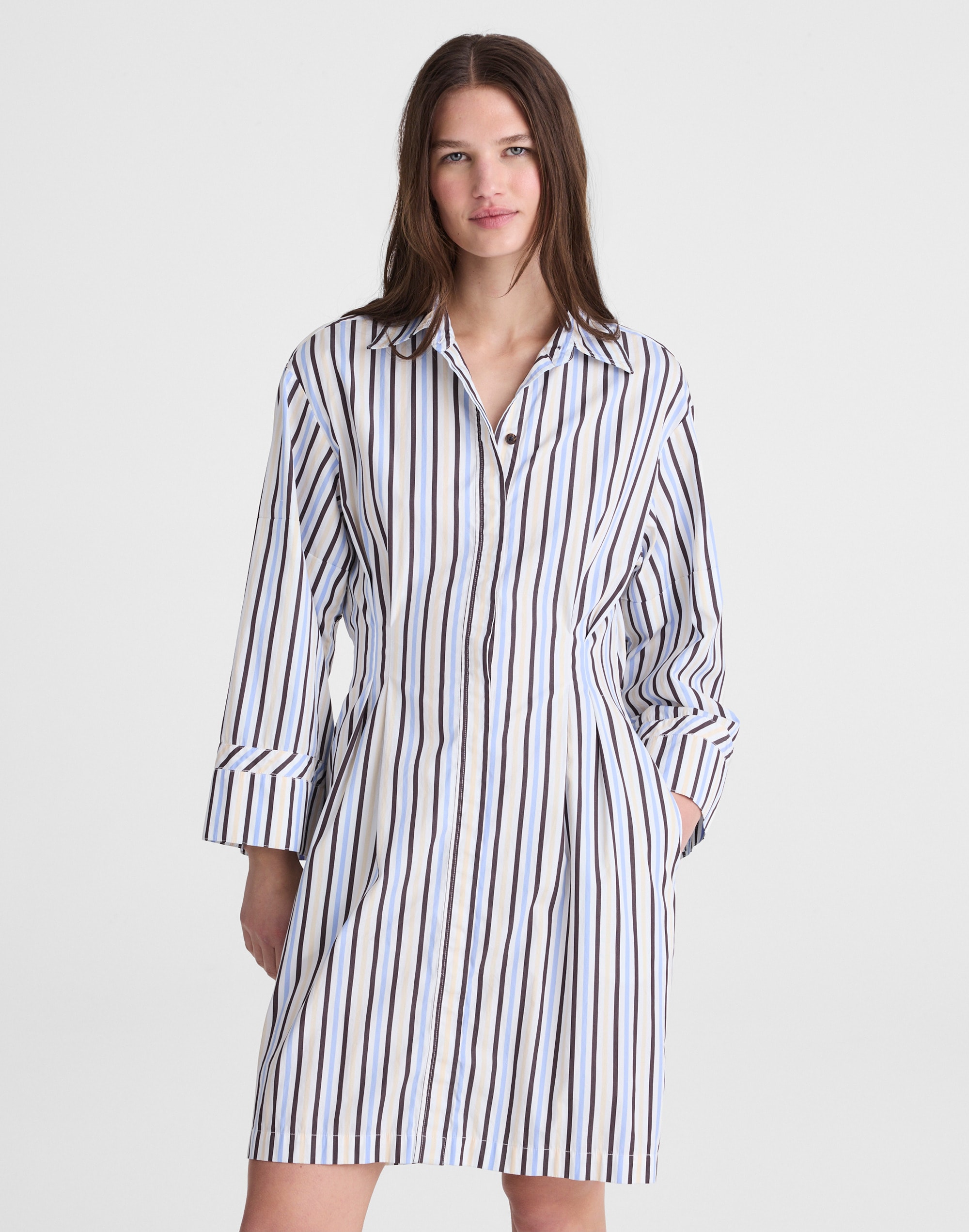 Tucked Mini Shirtdress