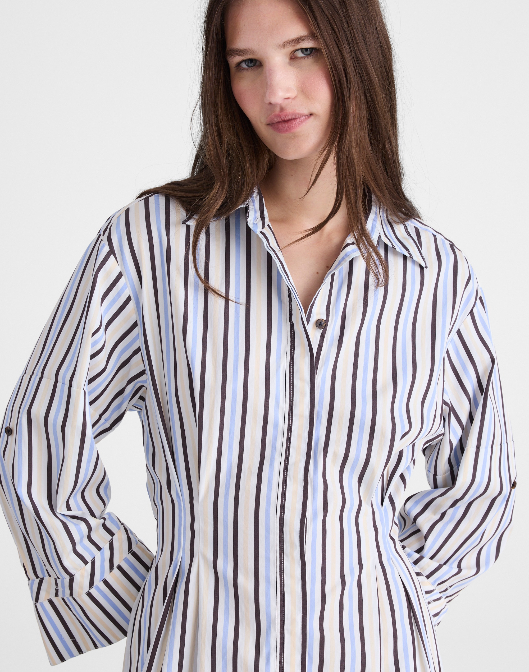 Tucked Mini Shirtdress