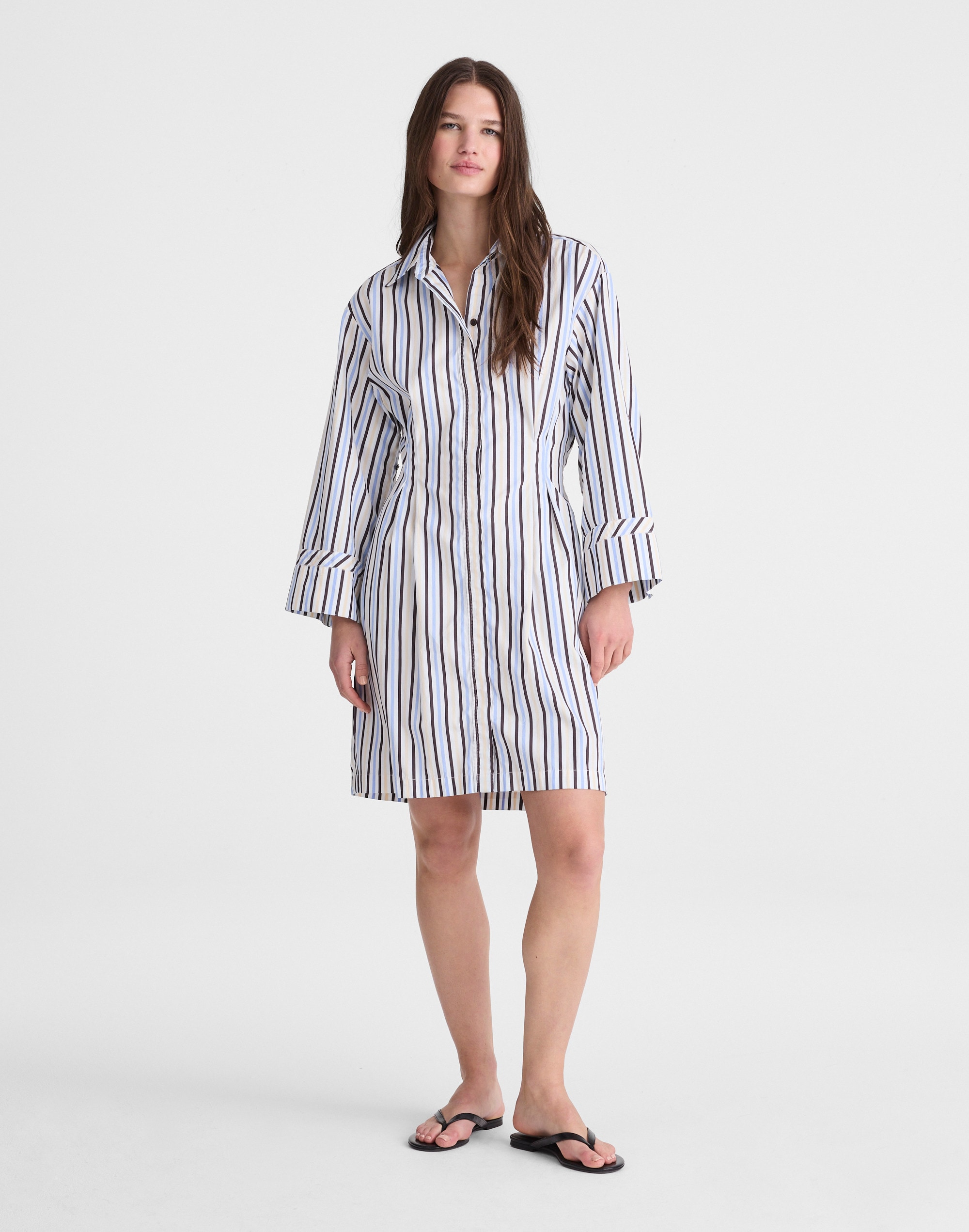 Madewell Tucked Mini Shirtdress In Purple