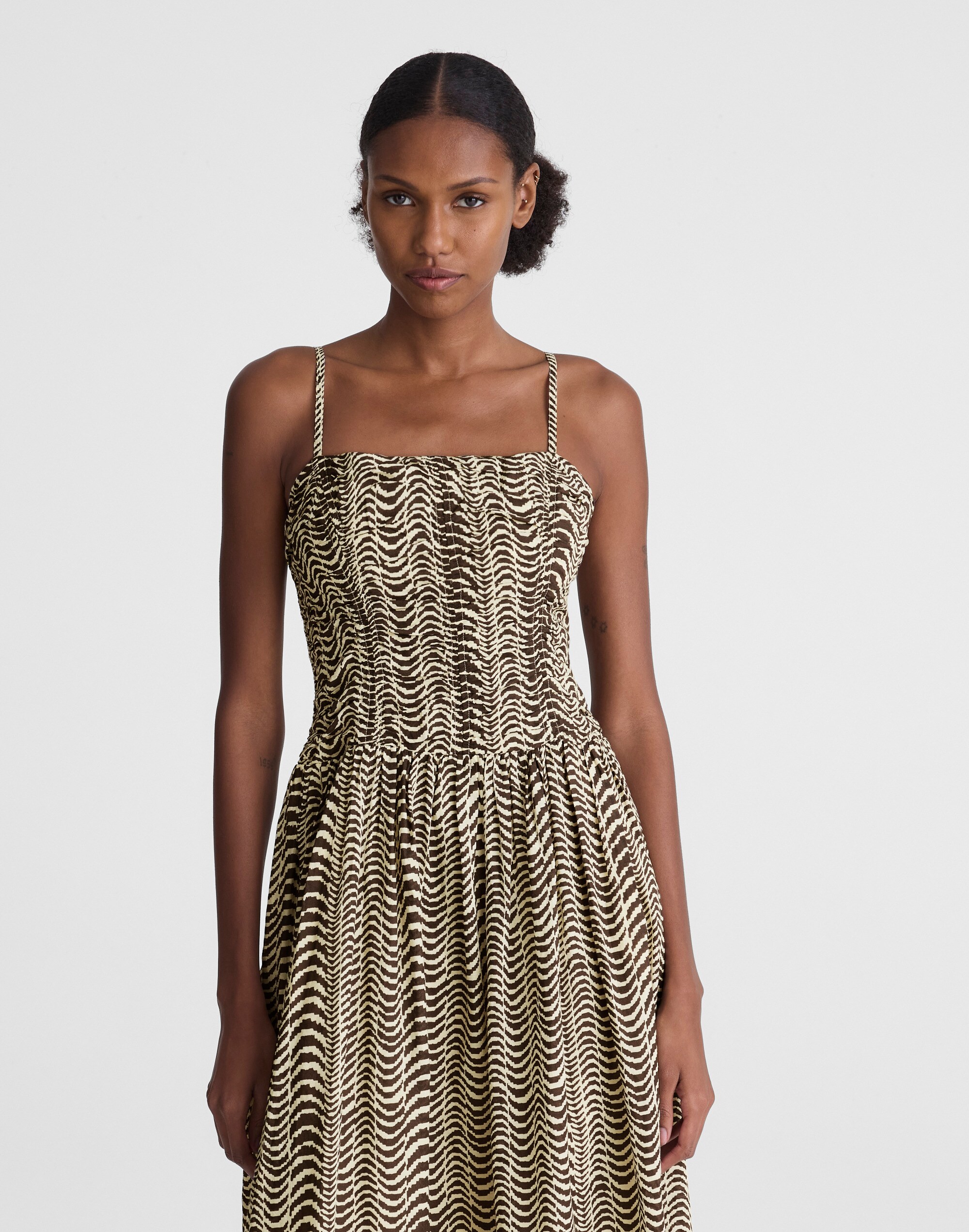 Ruched Sweetheart Midi Dress