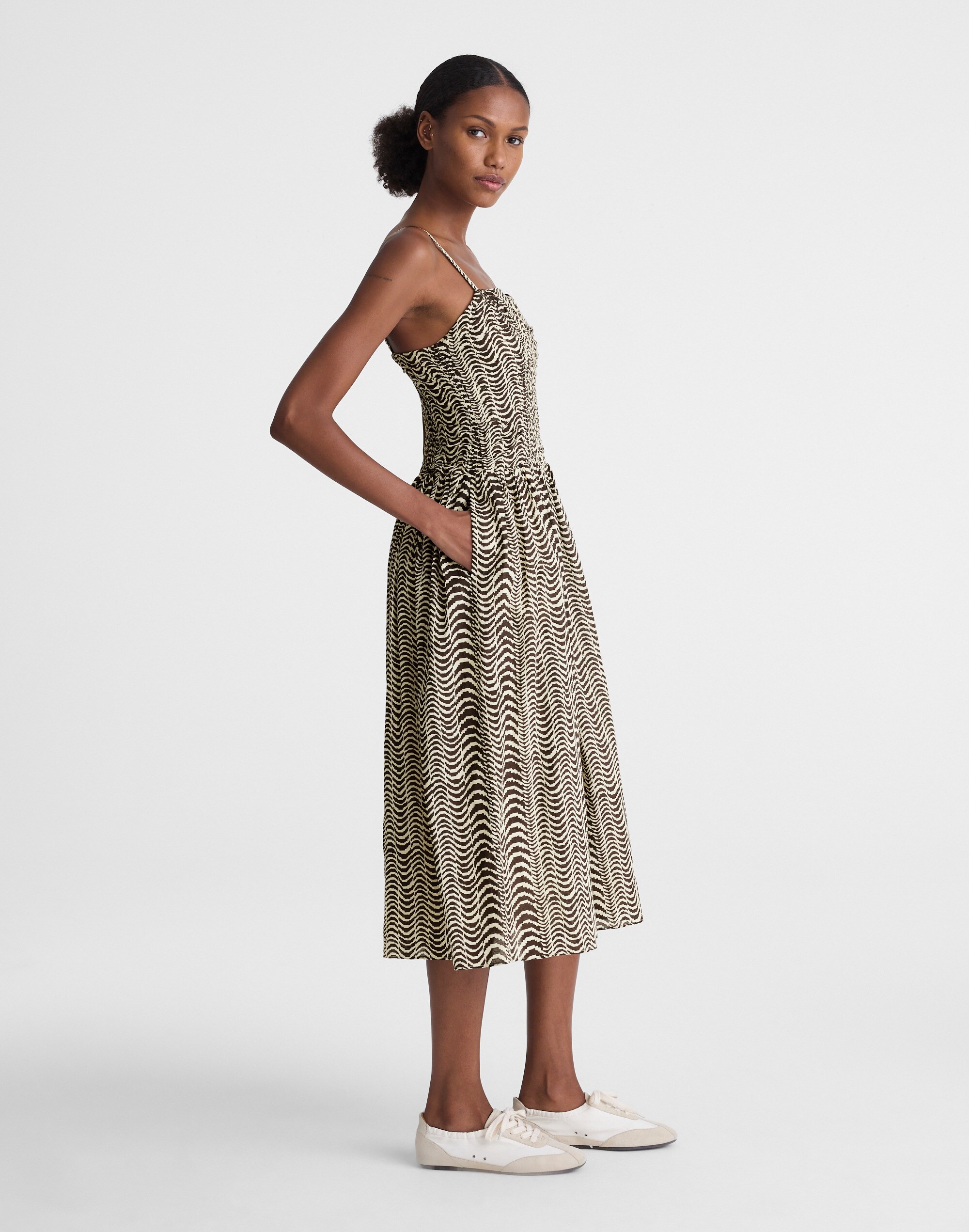 Ruched Sweetheart Midi Dress