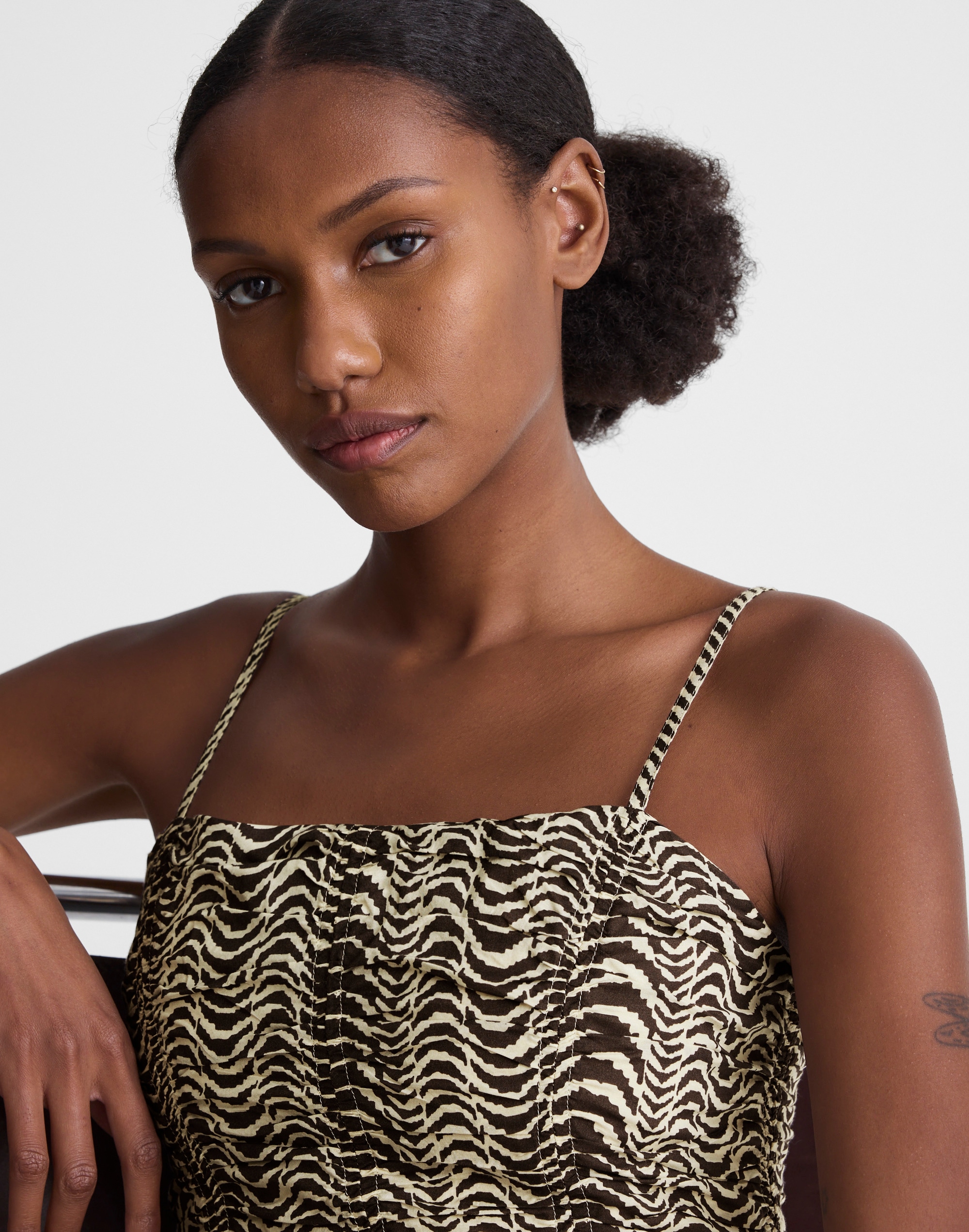 Ruched Sweetheart Midi Dress