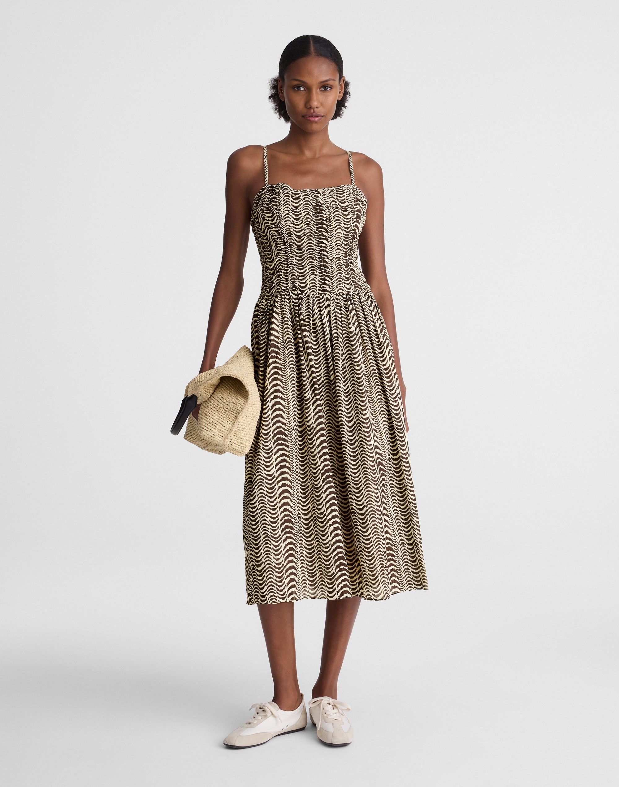 Ruched Sweetheart Midi Dress