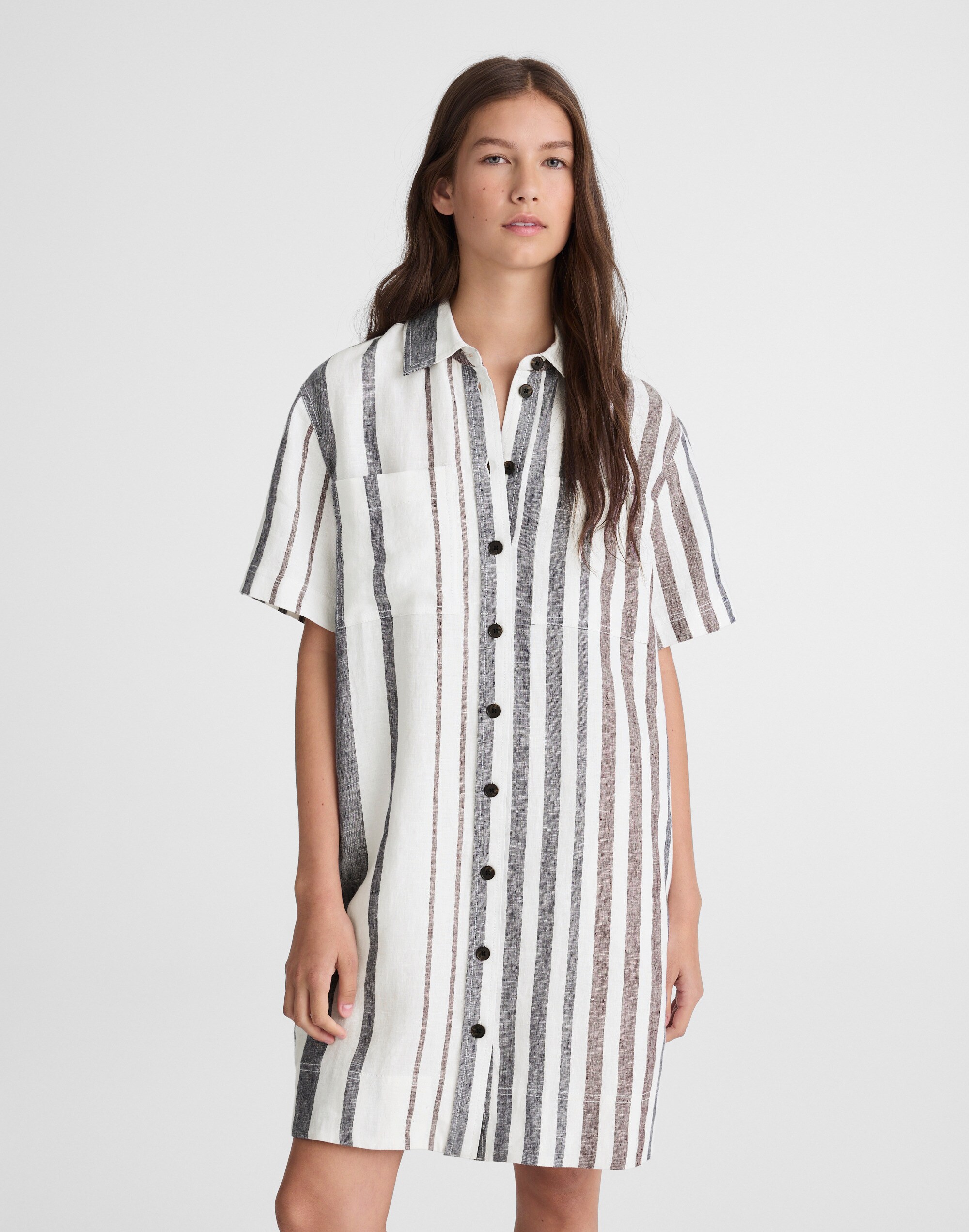 Relaxed Mini Shirtdress in 100% Linen