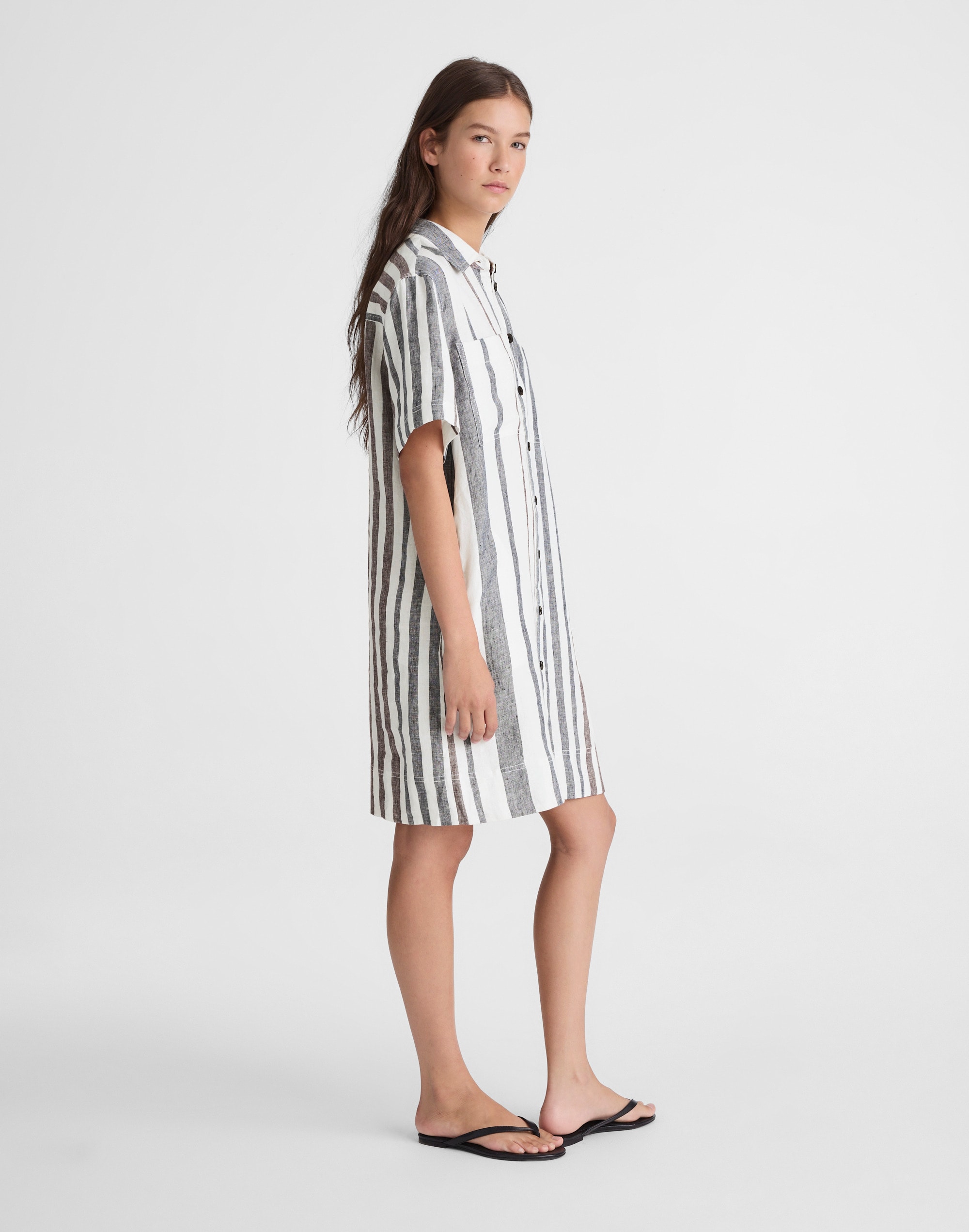 Relaxed Mini Shirtdress in 100% Linen