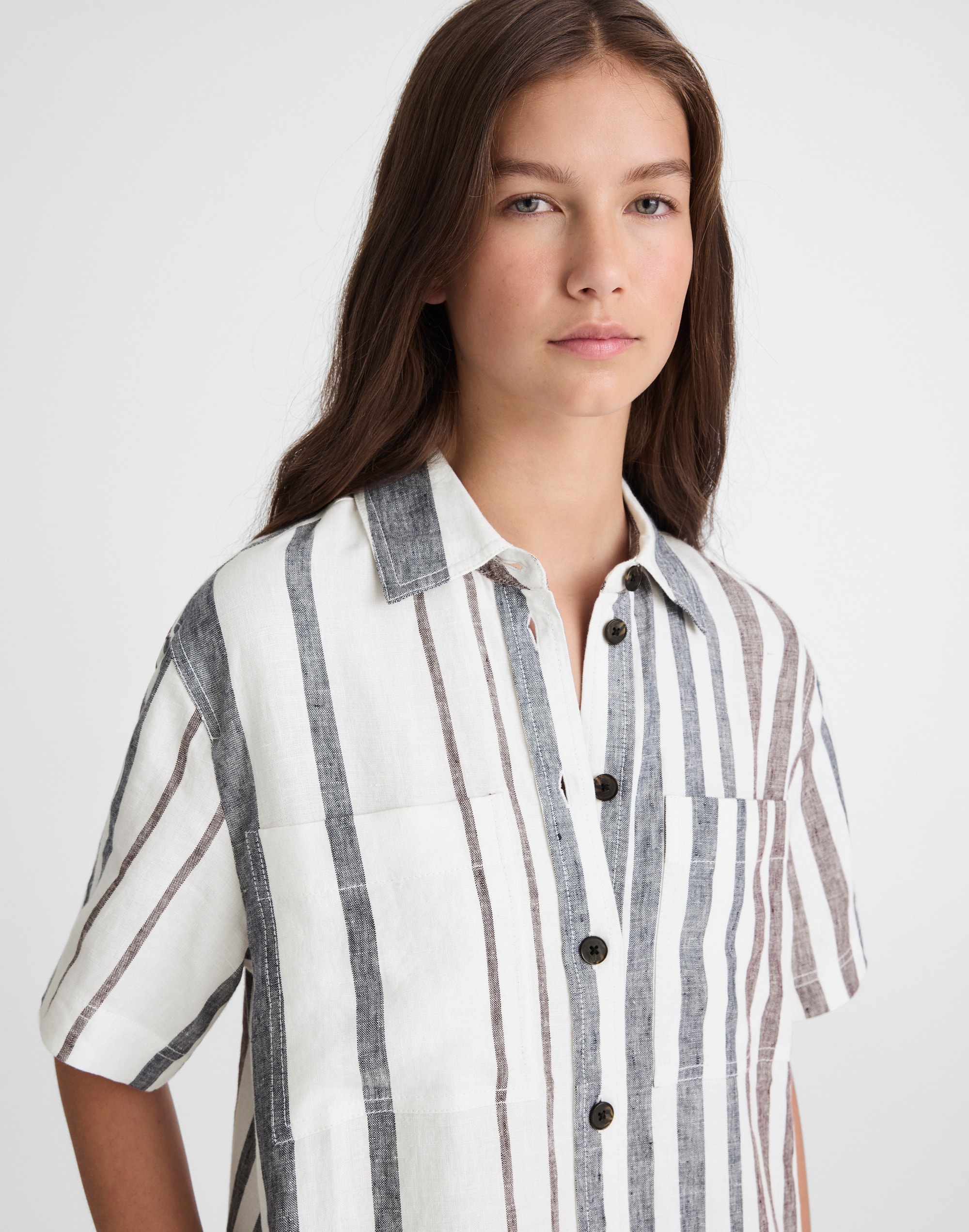 Relaxed Mini Shirtdress in 100% Linen