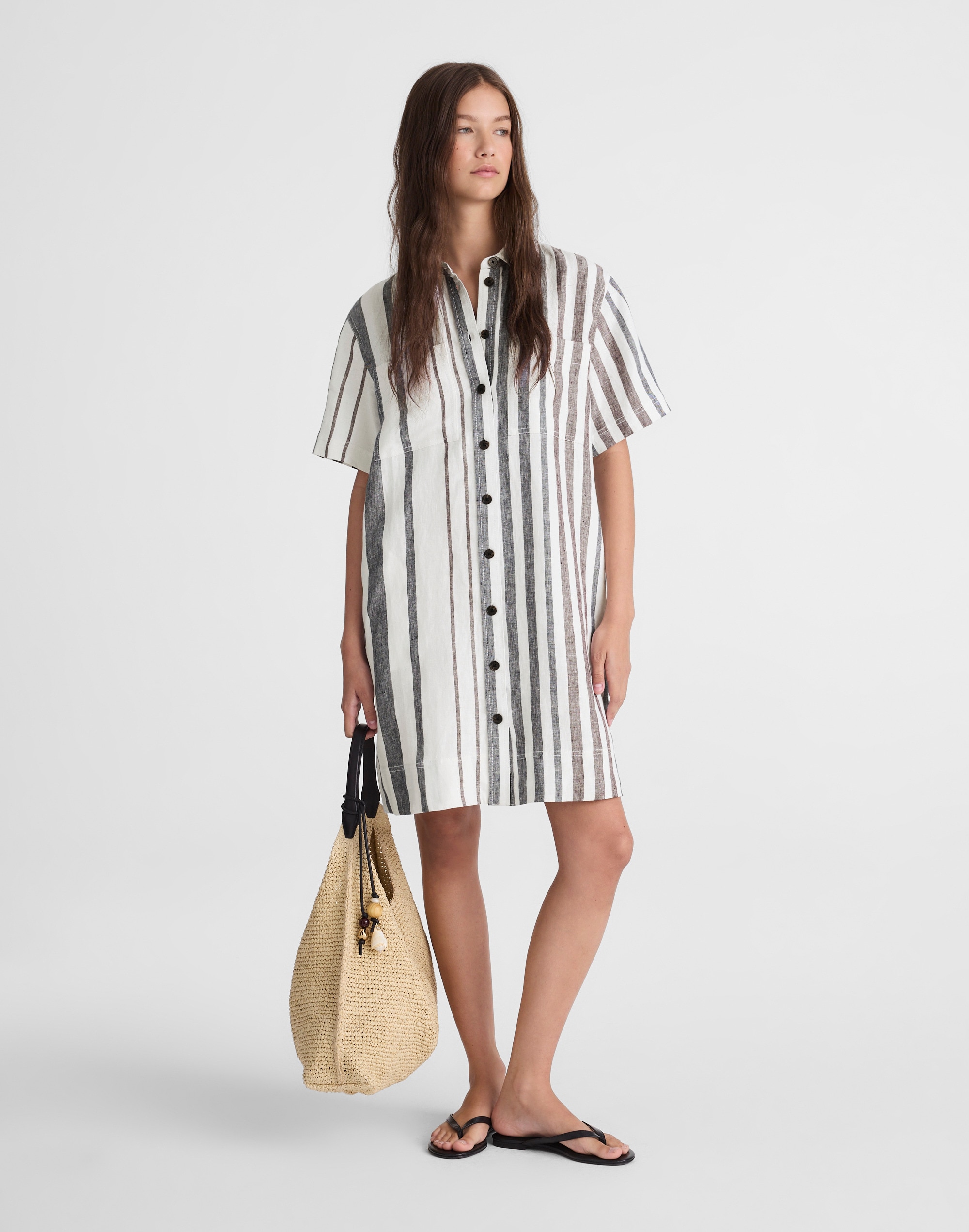 Relaxed Mini Shirtdress in 100% Linen