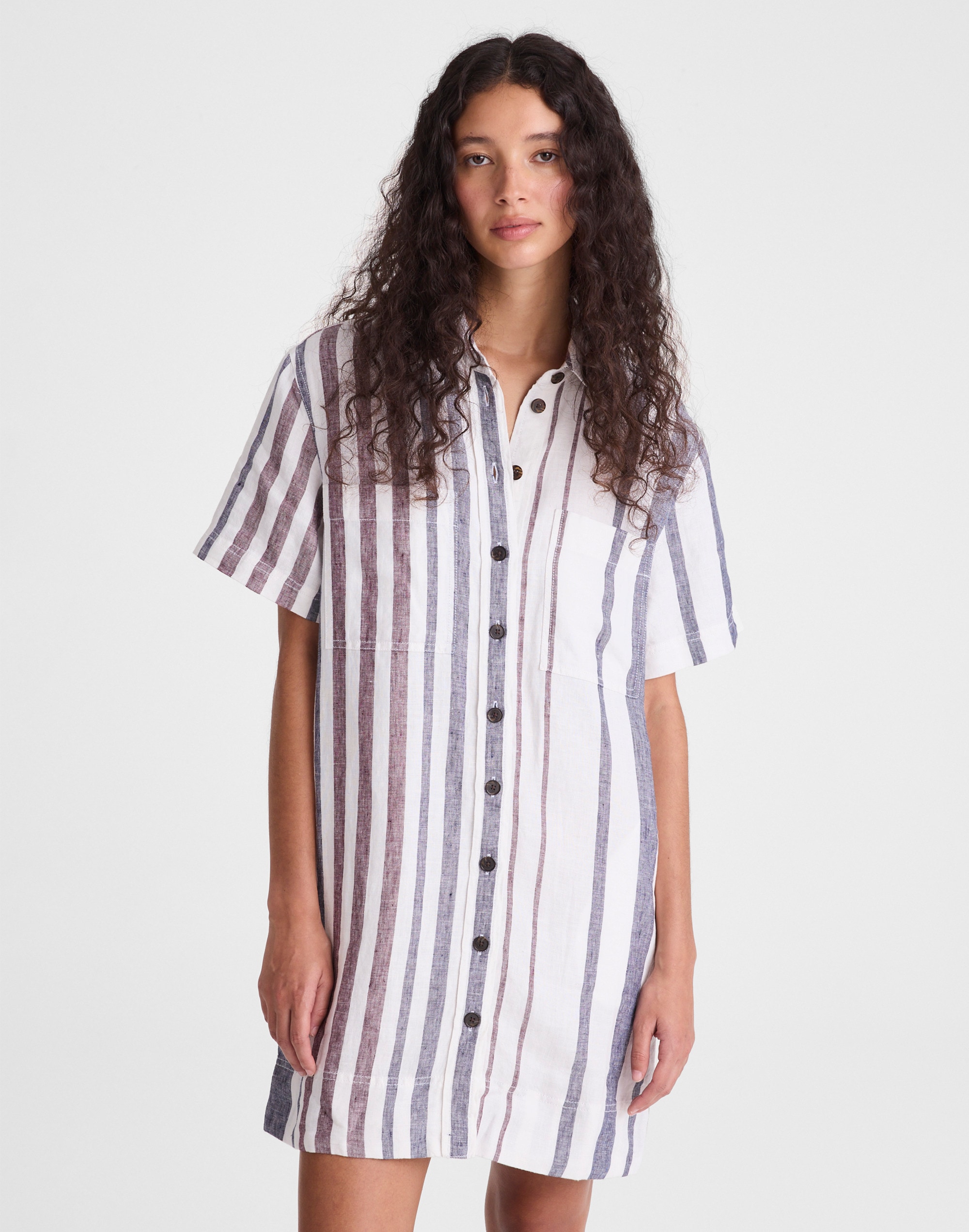 Madewell Relaxed Mini Shirtdress In Multi