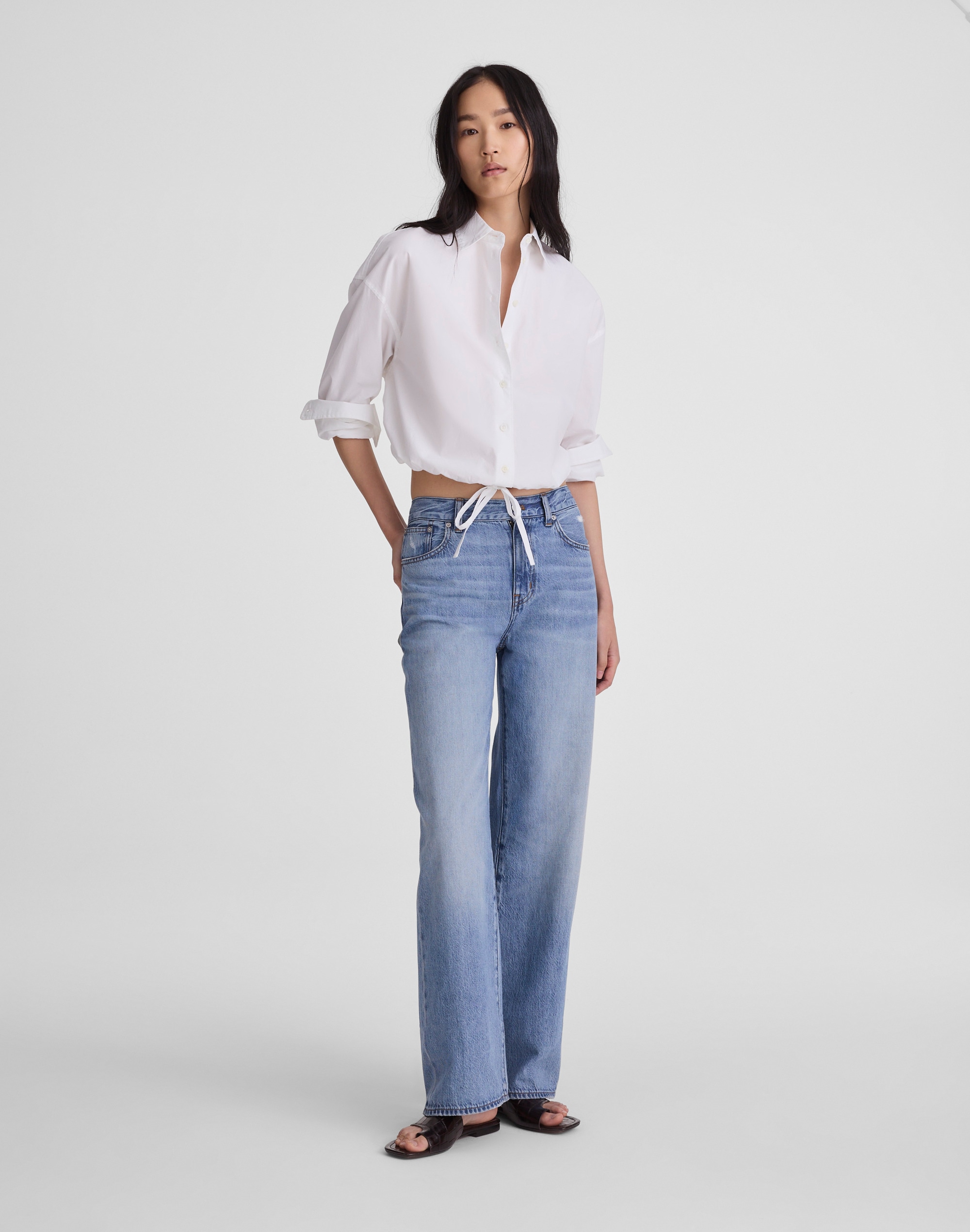 Madewell Drawstring Button-up Shirt In White