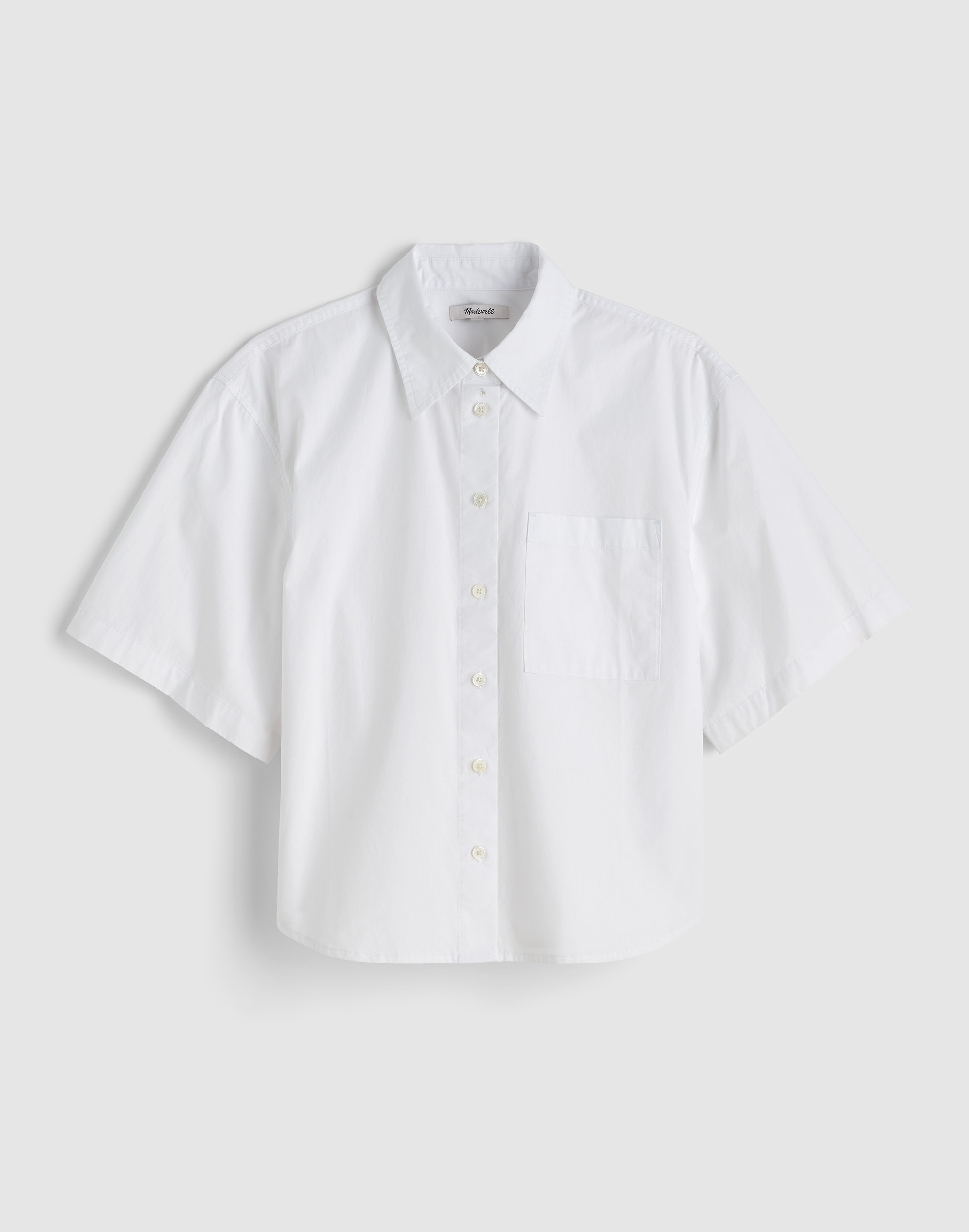 Straight-Hem Short-Sleeve Shirt in Poplin