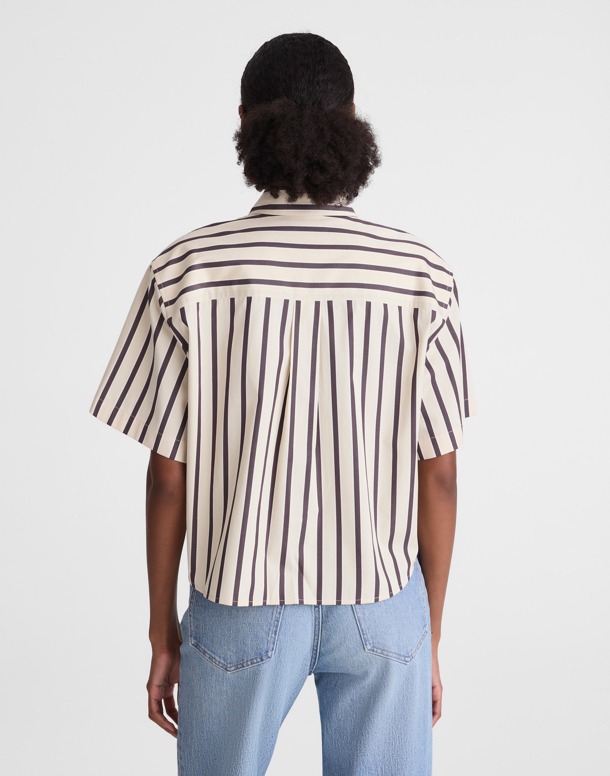 Straight-Hem Short-Sleeve Shirt in Poplin