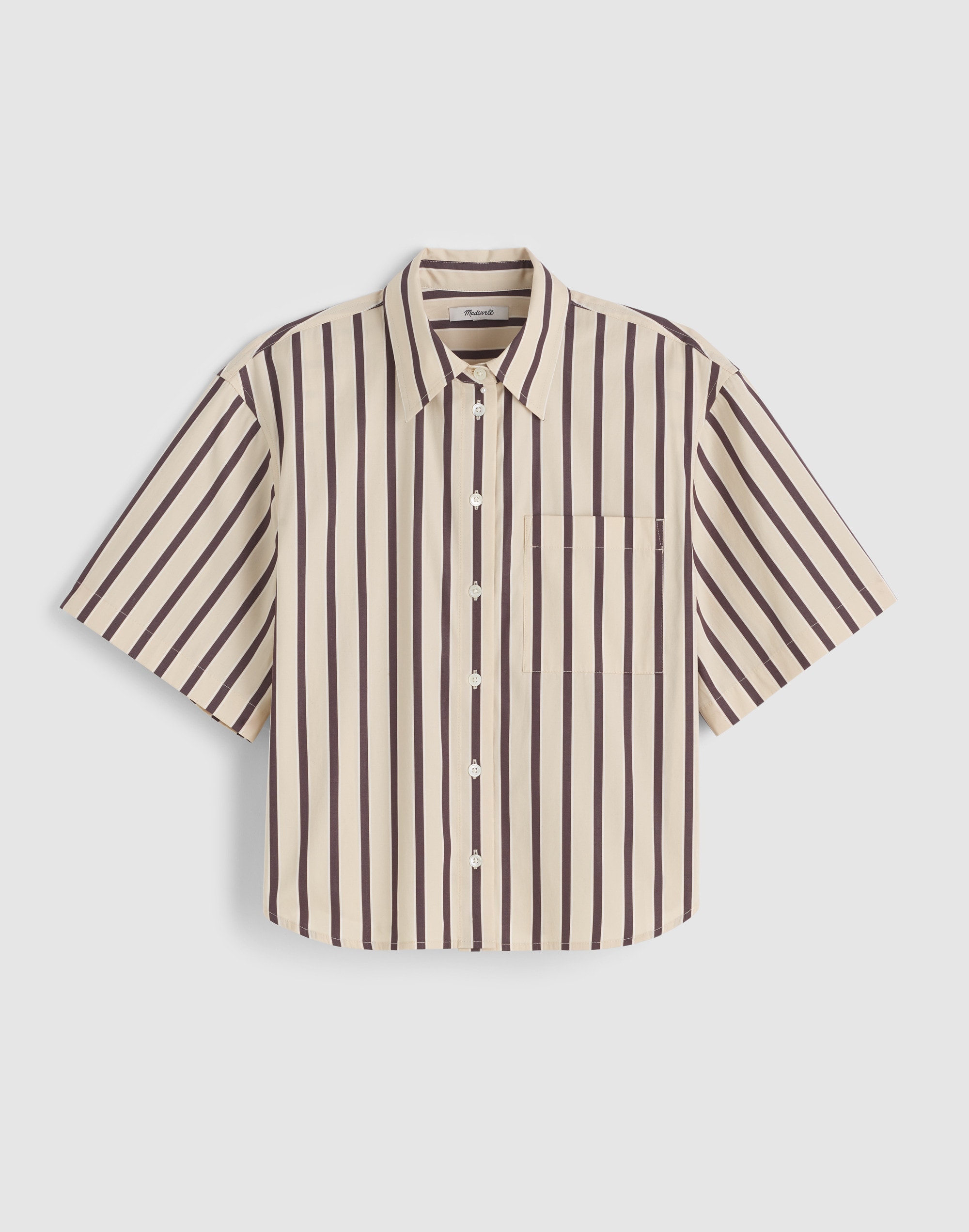 Straight-Hem Short-Sleeve Shirt in Poplin