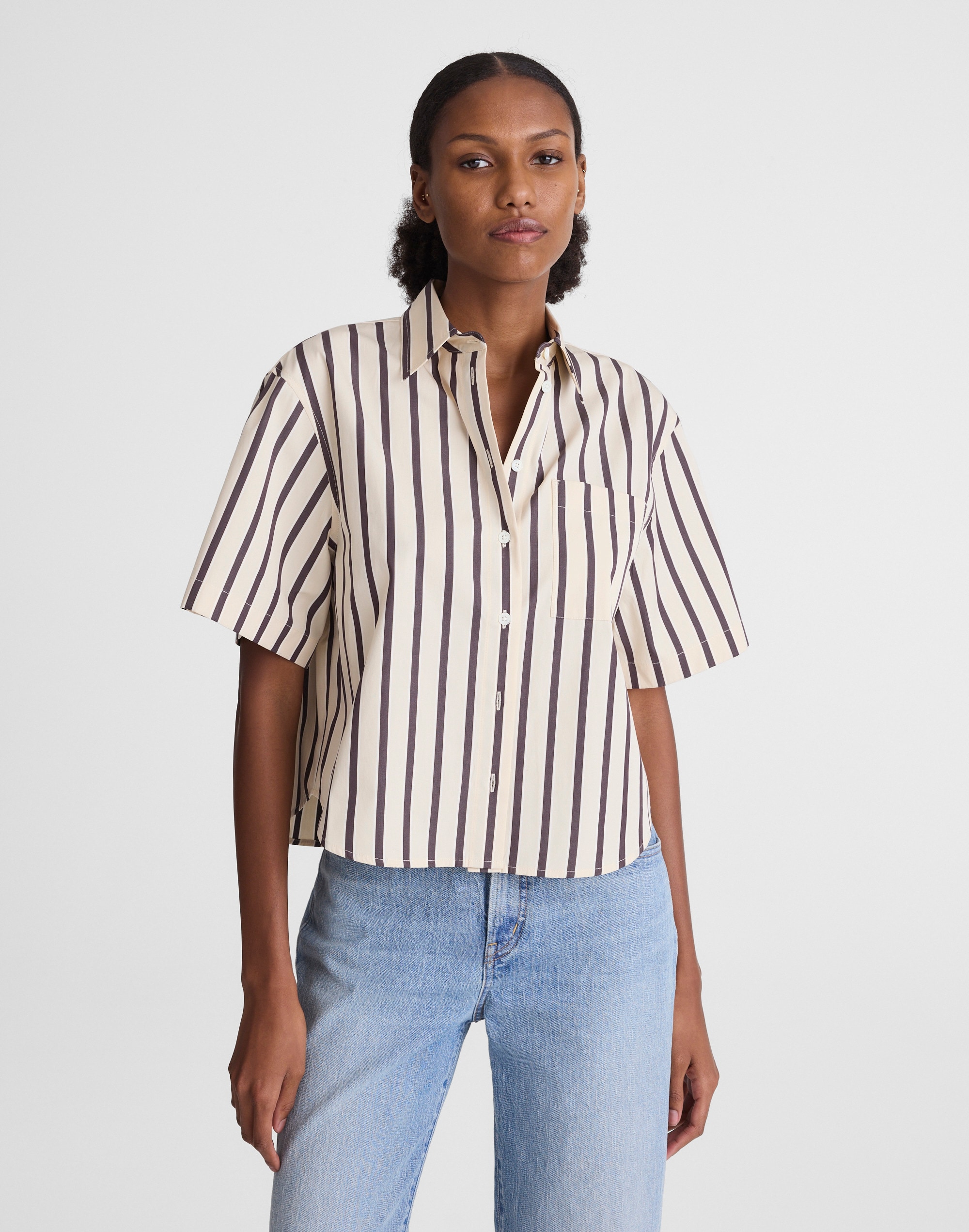 Madewell Straight-hem Short-sleeve Shirt In White