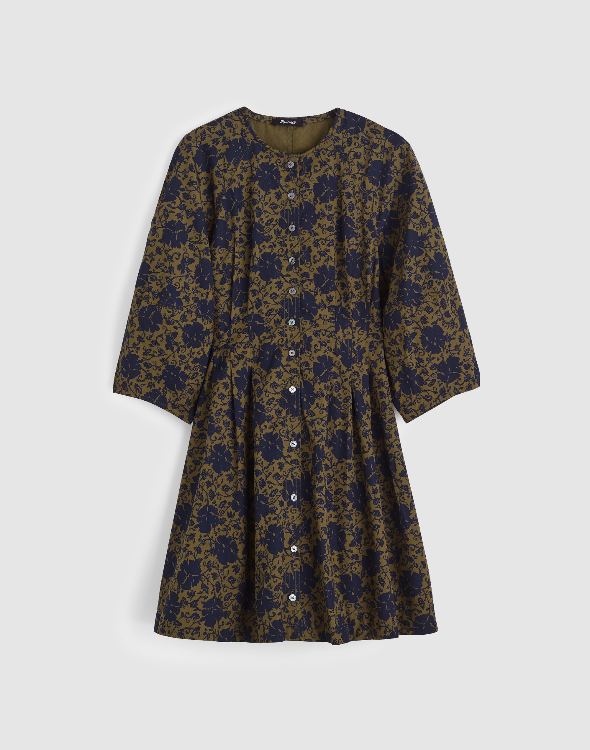 Sculptural-Sleeve Pleated Mini Dress