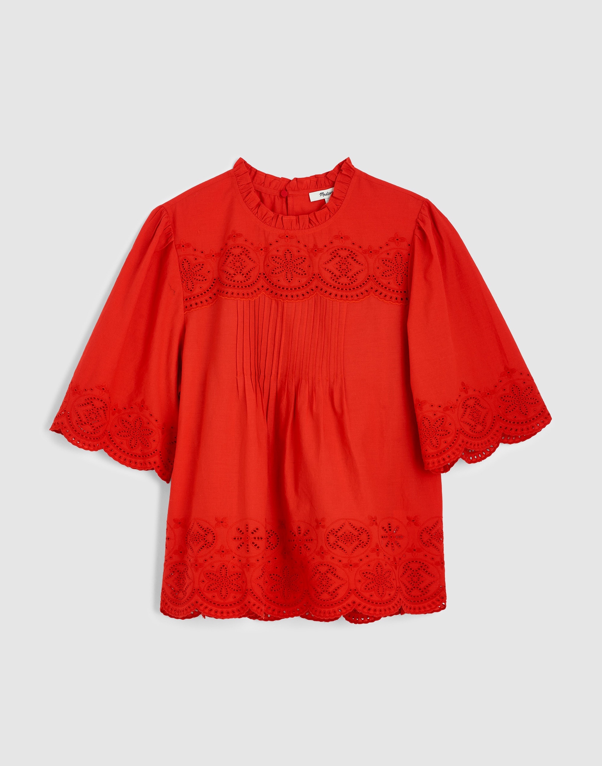 Embroidered Pintuck High-Neck Top Alternate Image 6