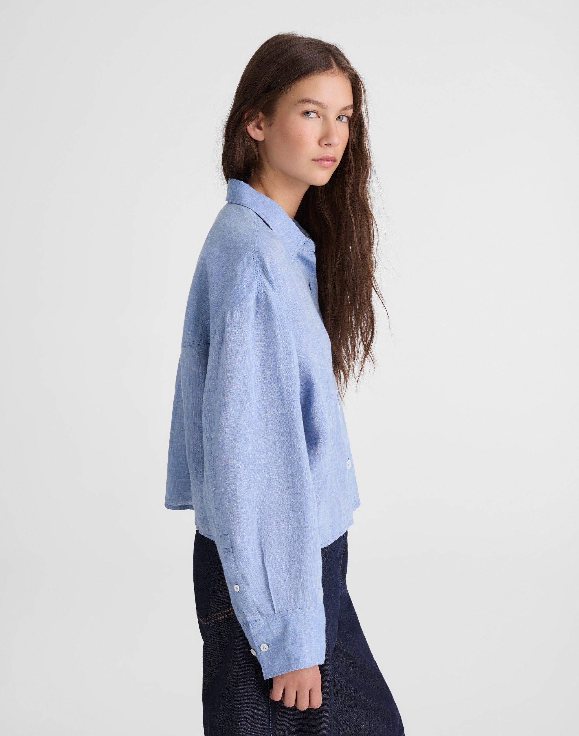 Straight-Hem Shirt in Linen
