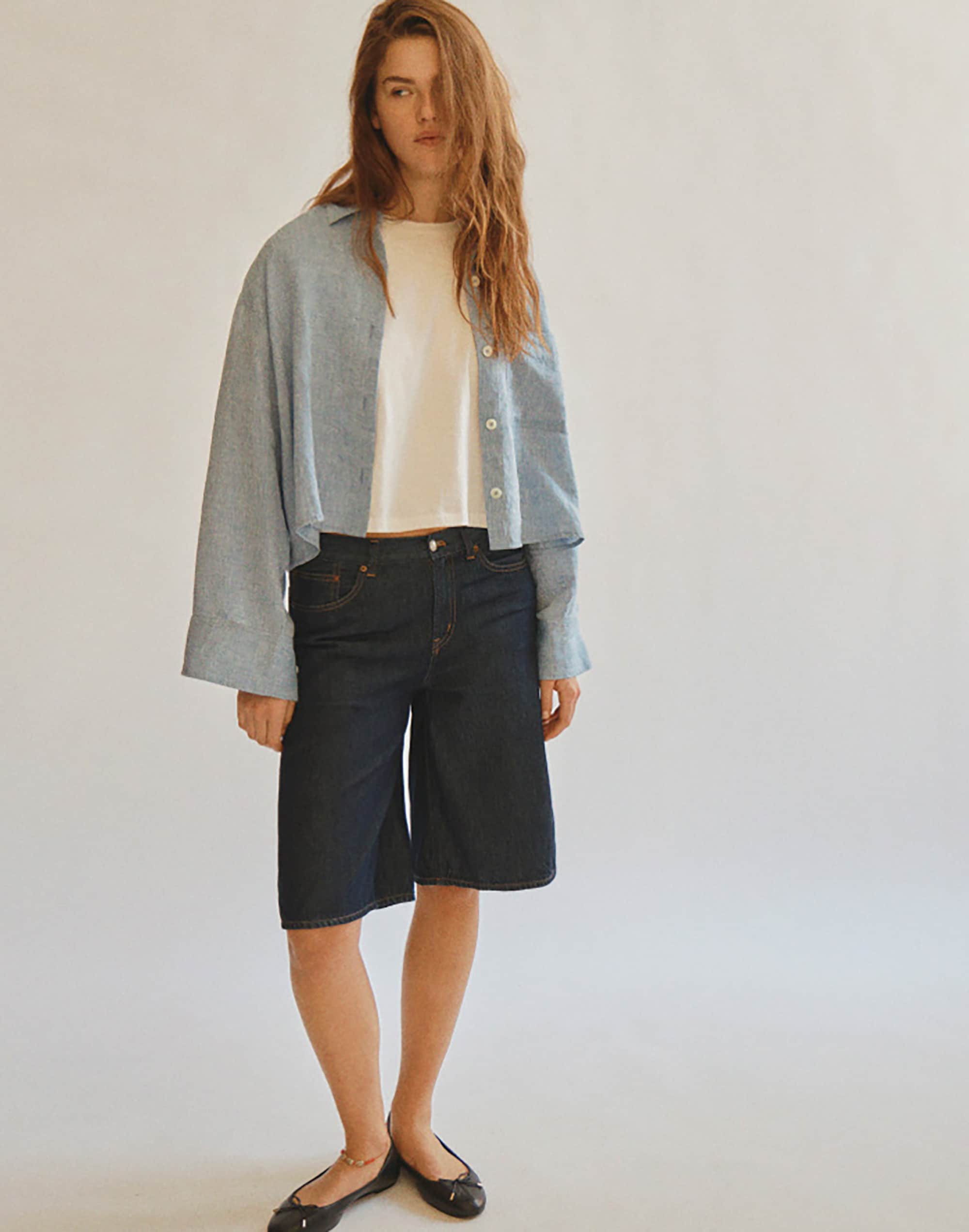 Straight-Hem Shirt in Linen