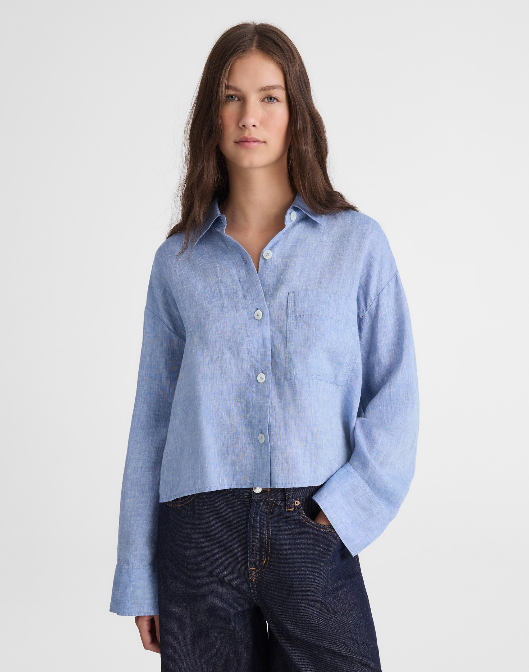 Madewell Straight-hem Shirt In Blue