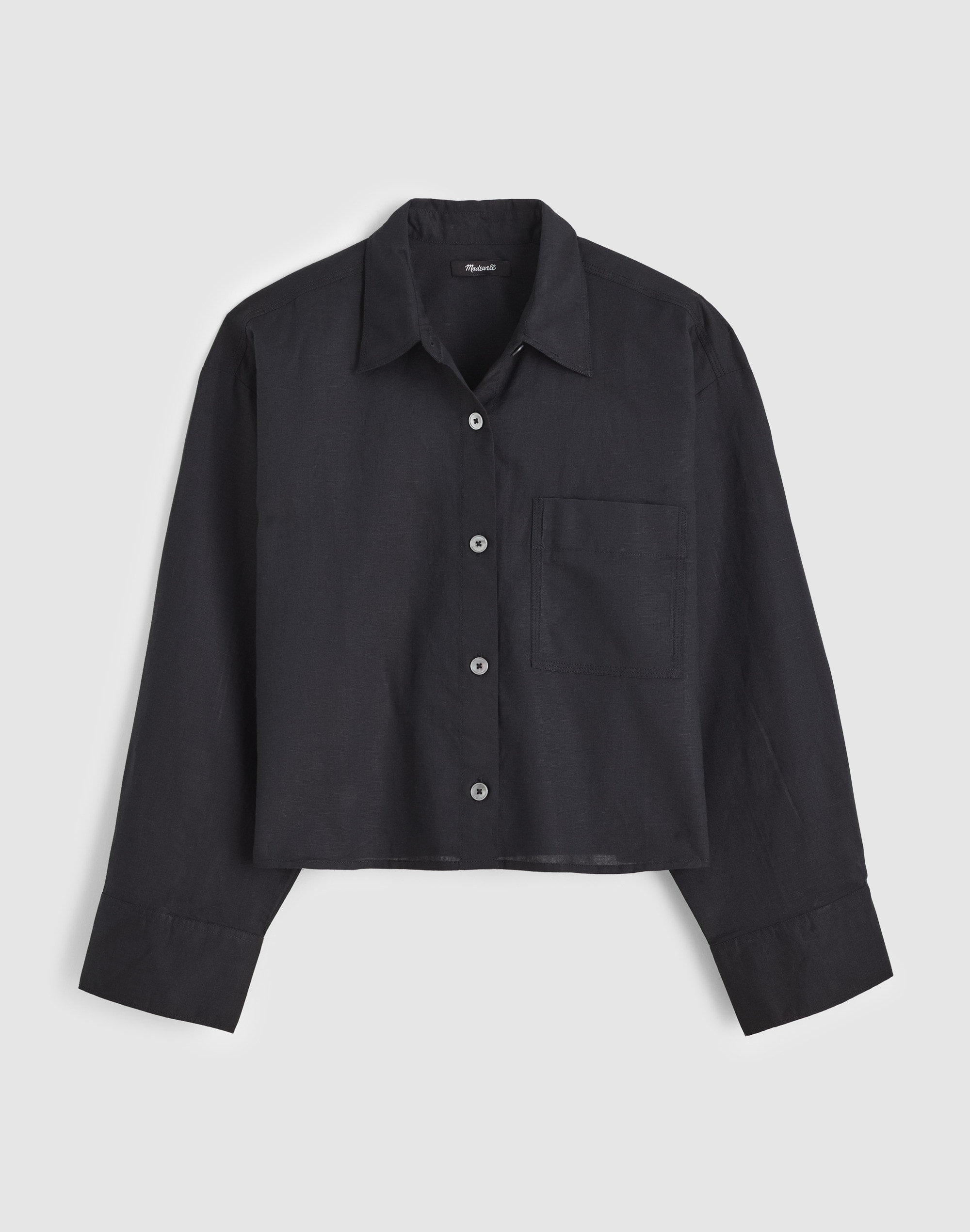 Straight-Hem Shirt in Linen-Cotton Blend