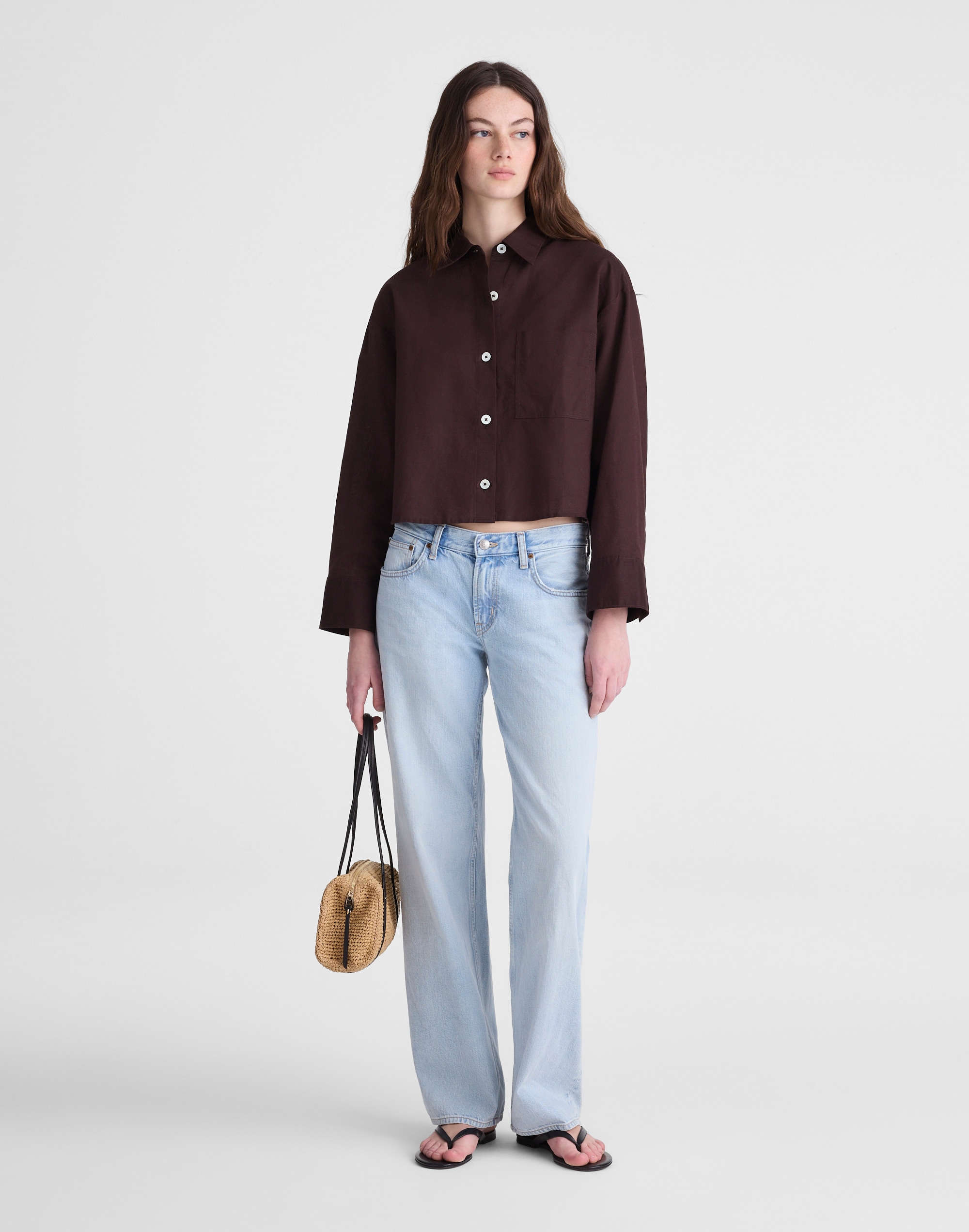 Straight-Hem Shirt in Linen