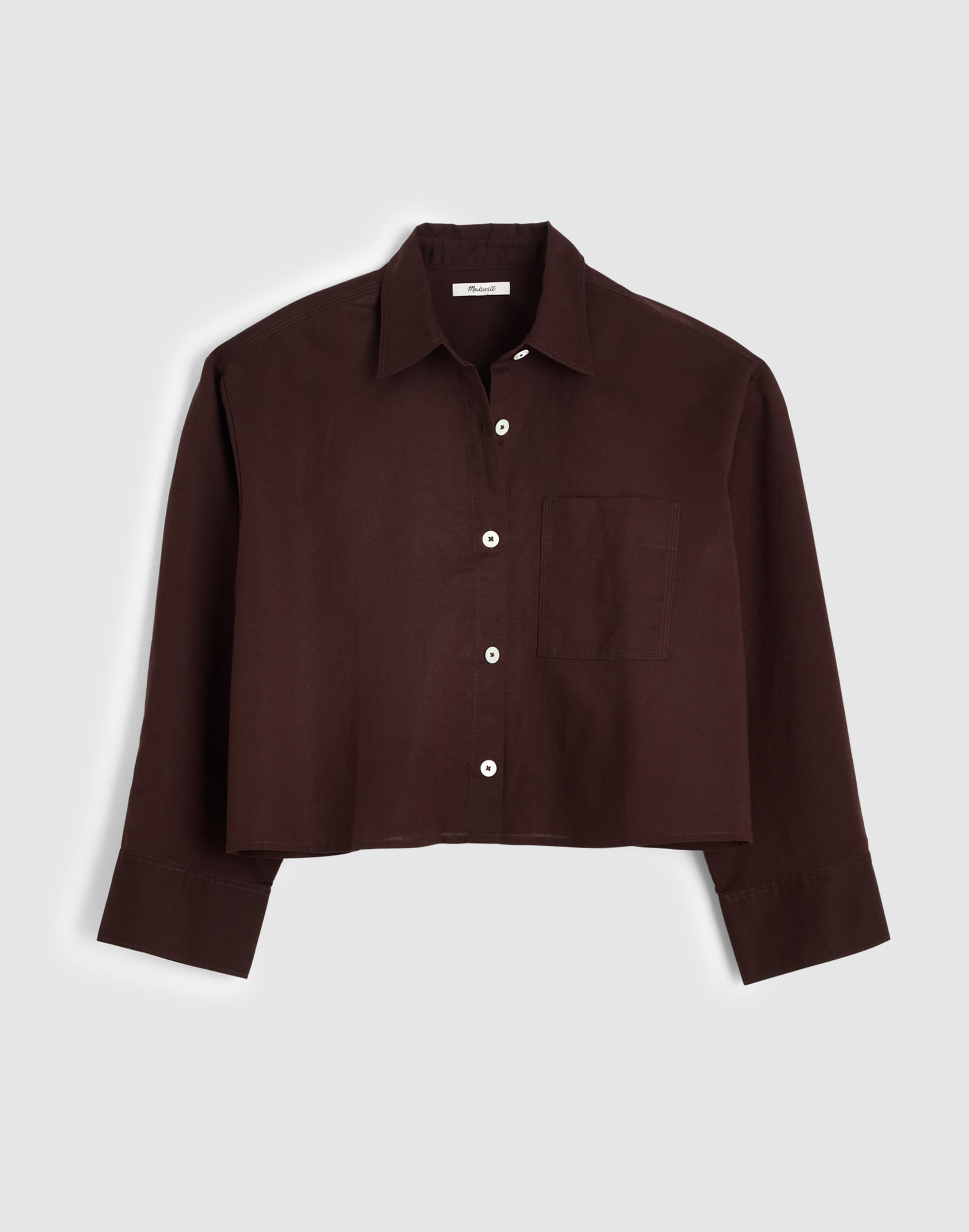 Straight-Hem Shirt in Linen-Cotton Blend