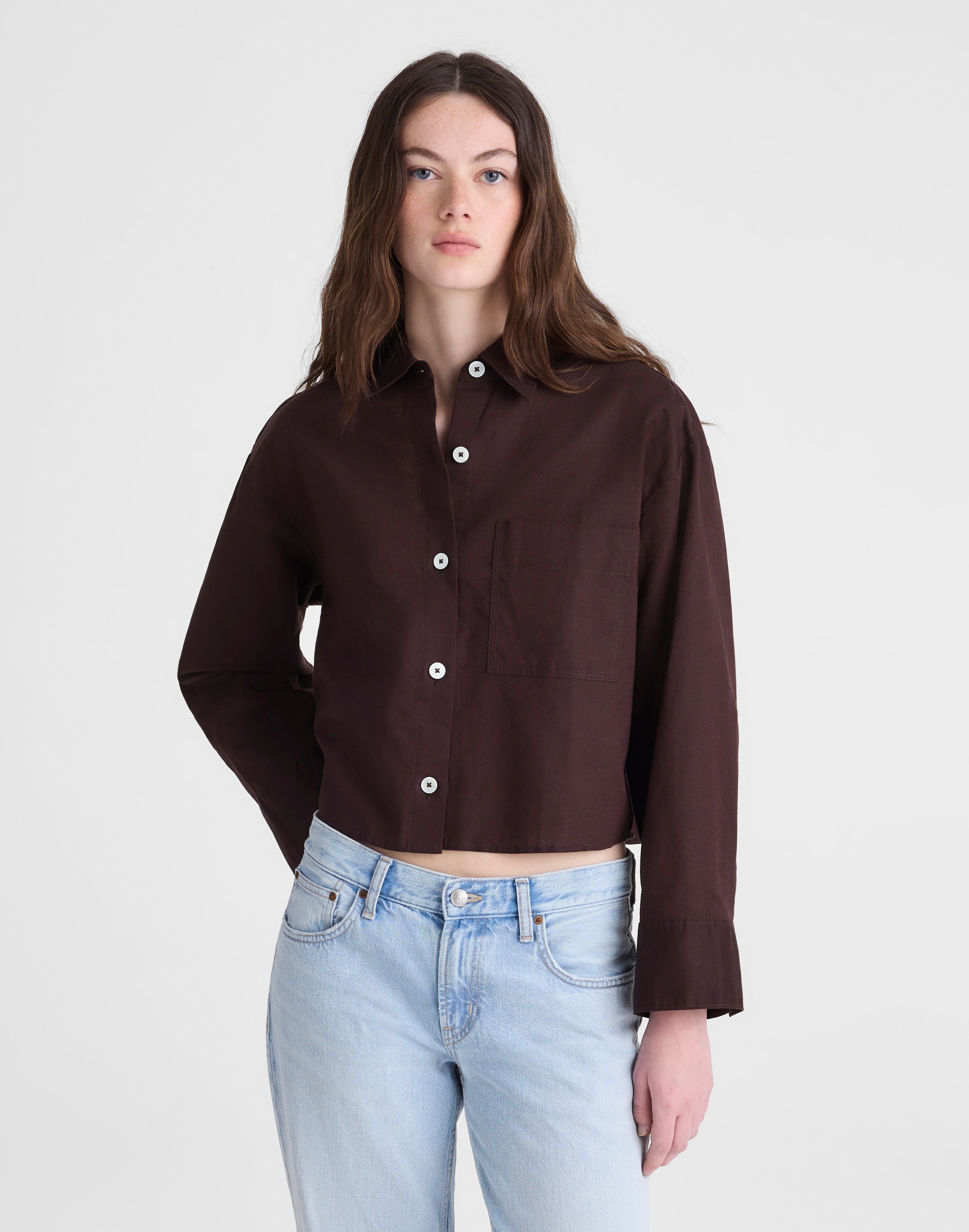 Madewell Straight-hem Shirt In Brown