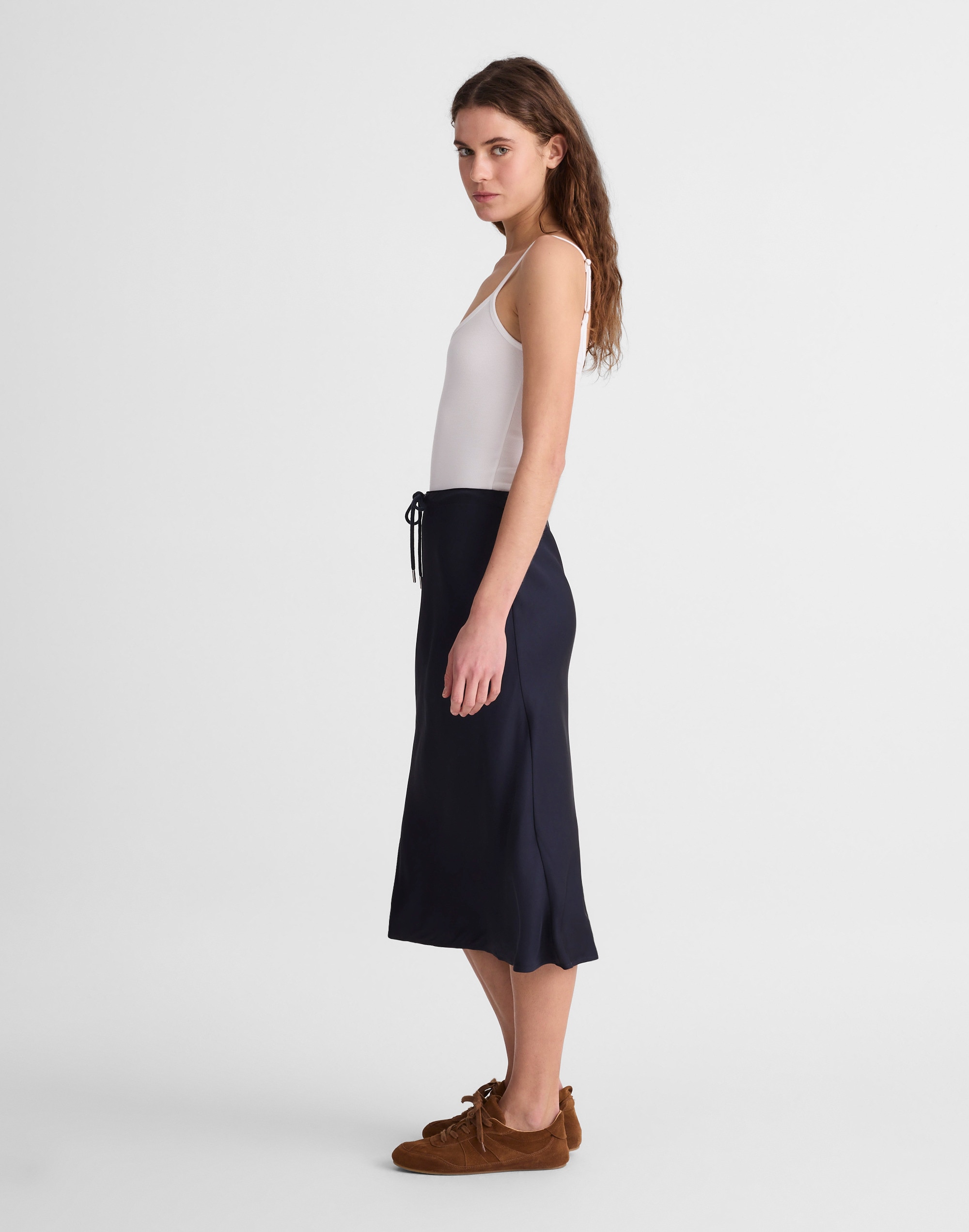 Drawstring Midi Skirt