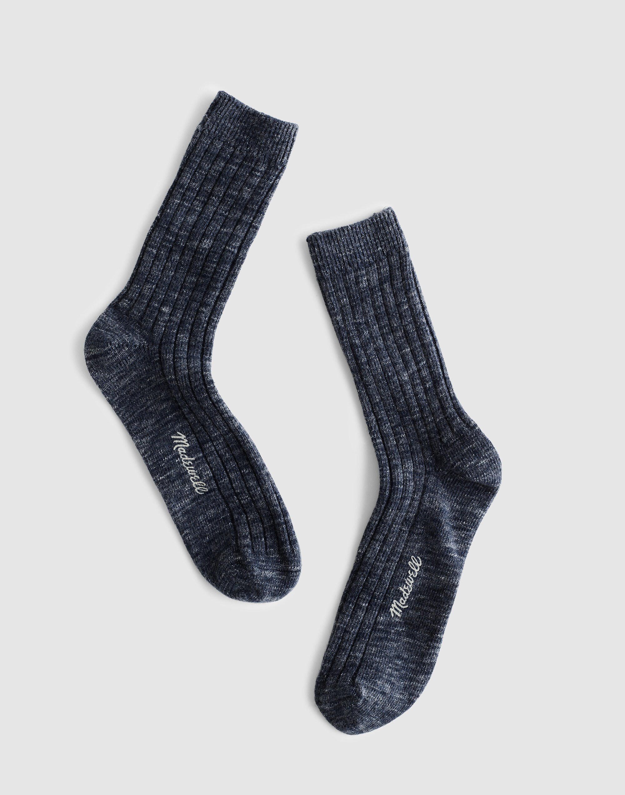 Ribbed Crew Socks in Cotton