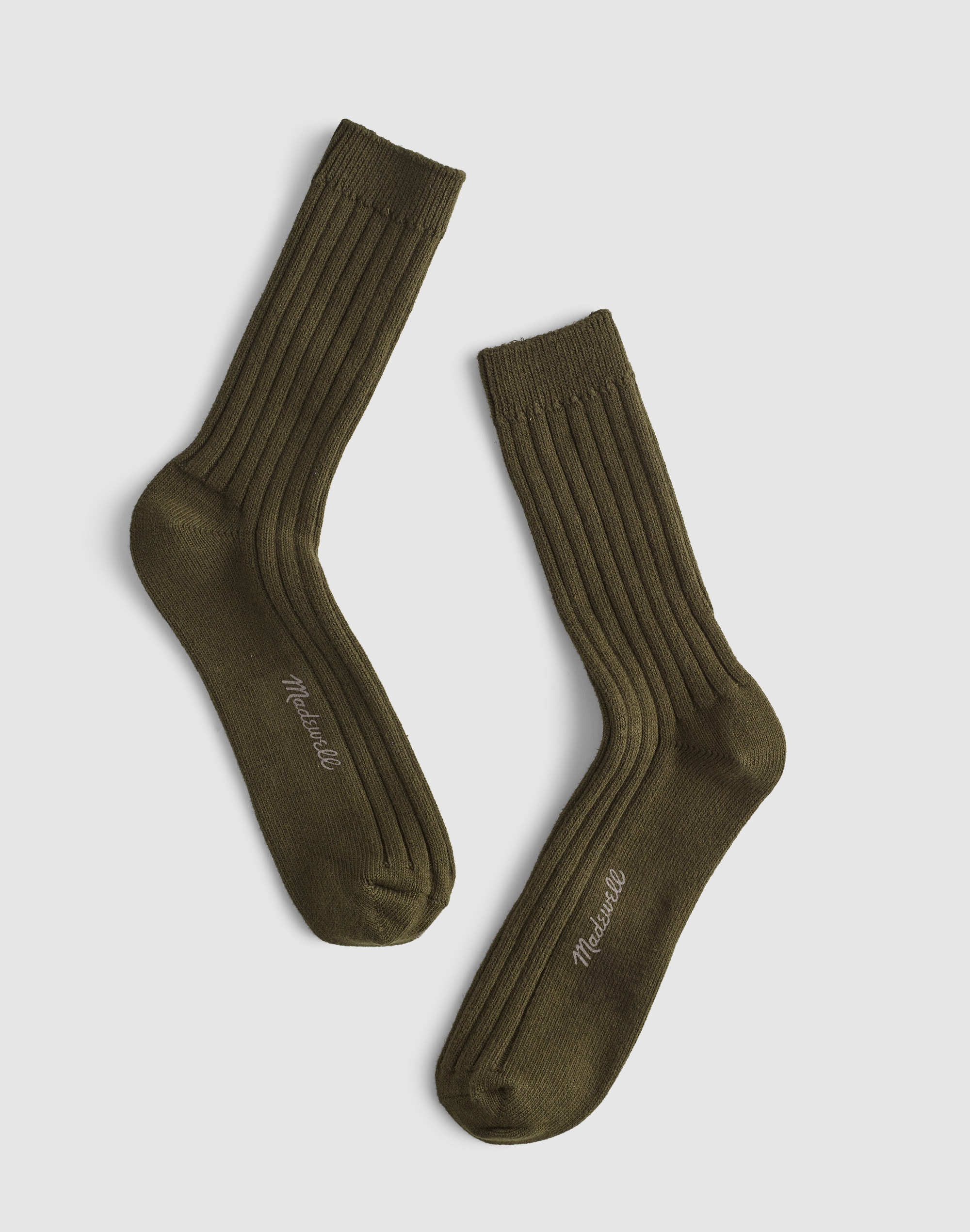 Ribbed Crew Socks in Cotton