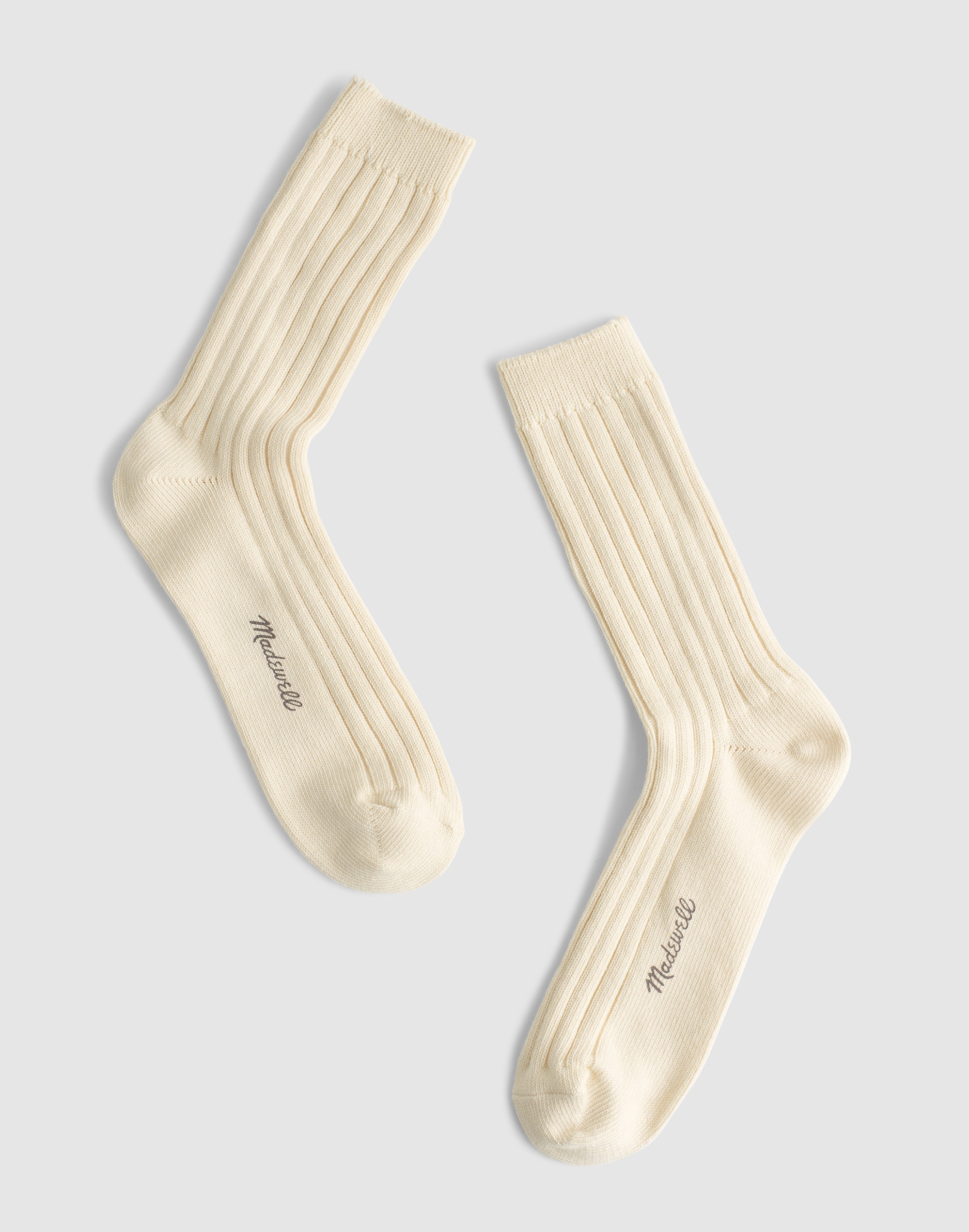 Ribbed Crew Socks in Cotton