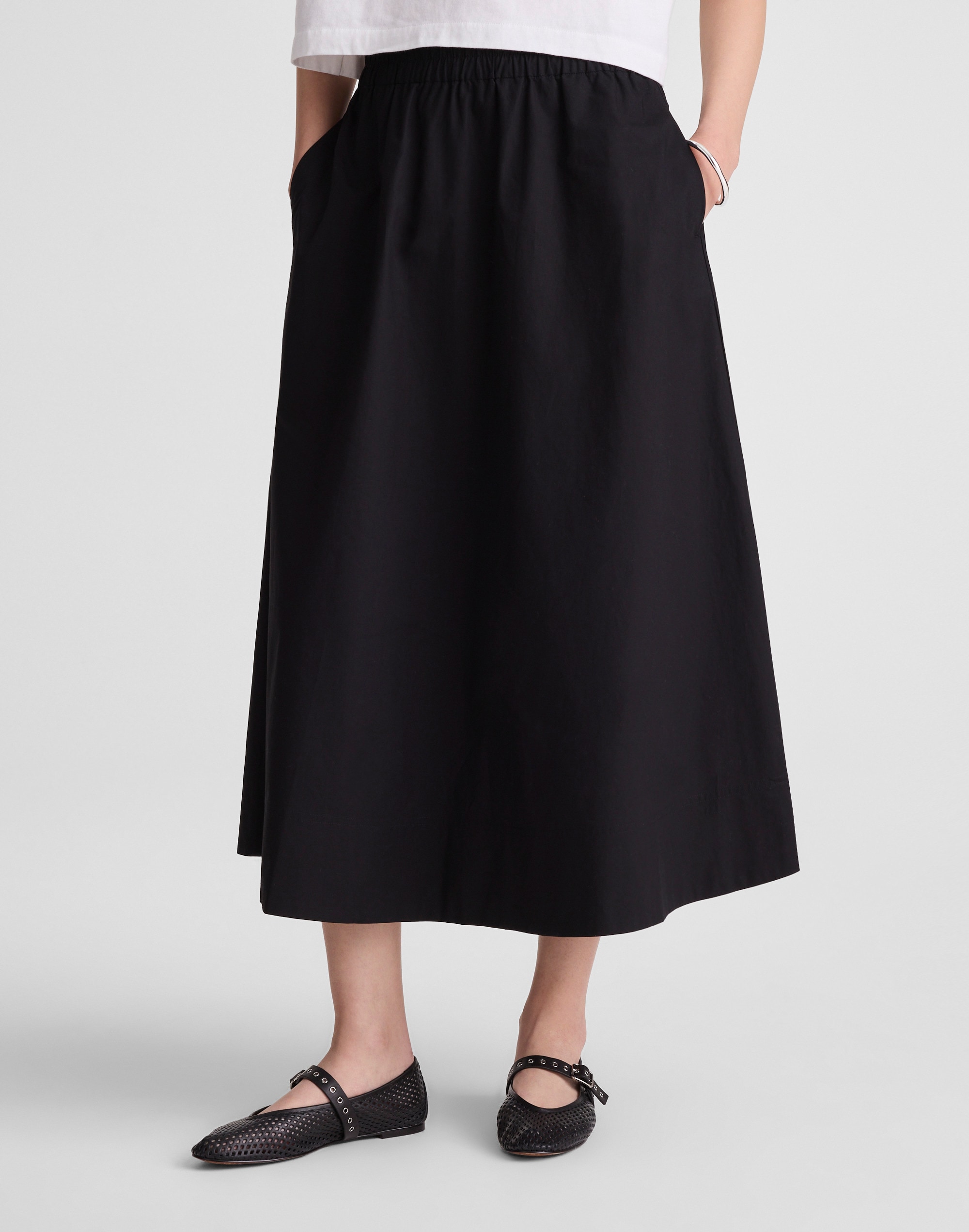 A-Line Midi Skirt in Poplin