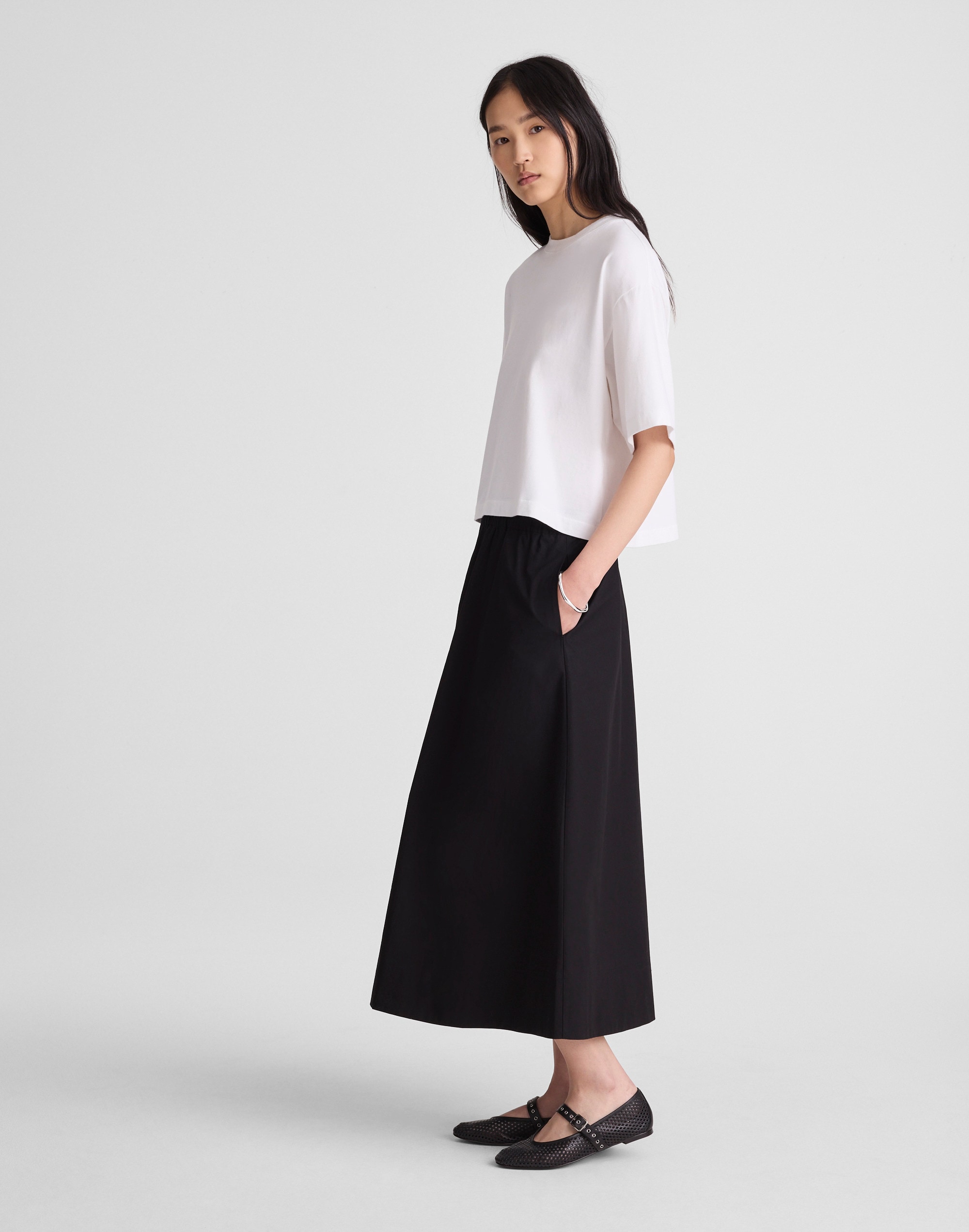 A-Line Midi Skirt in Poplin