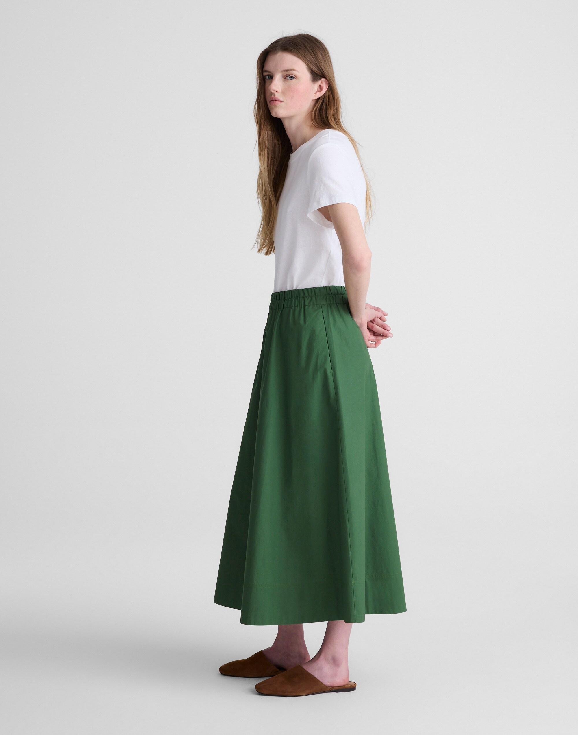 A-Line Midi Skirt in Poplin