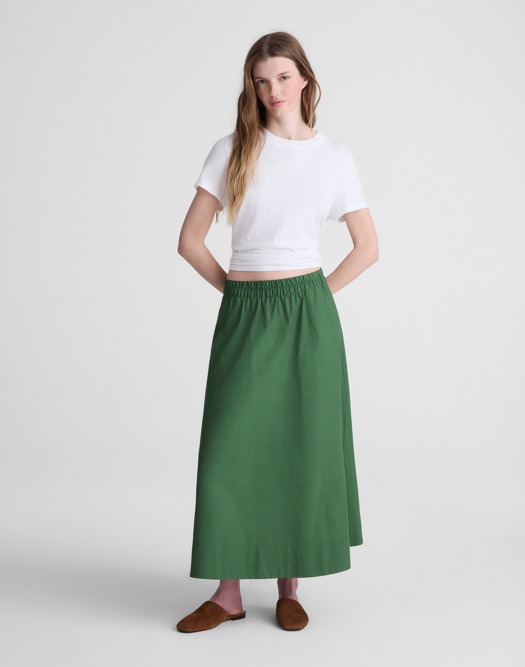 A-Line Midi Skirt in Poplin