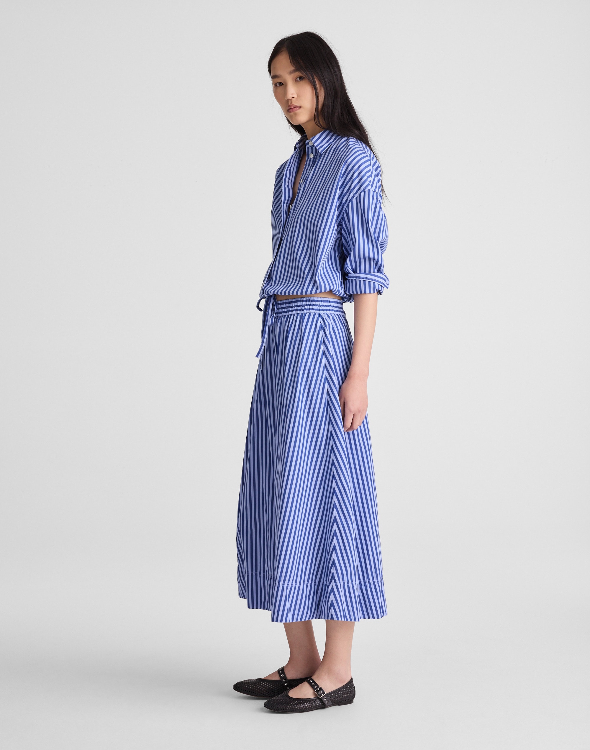 A-Line Midi Skirt in Poplin