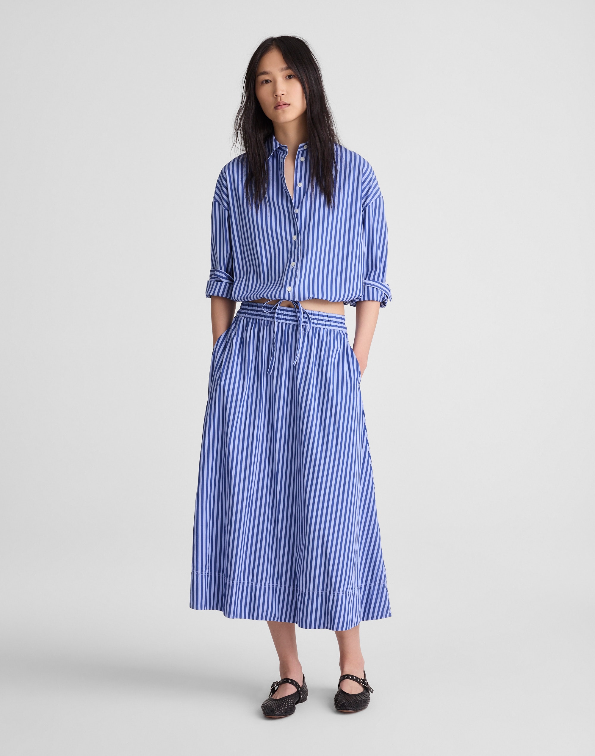 A-Line Midi Skirt in Poplin