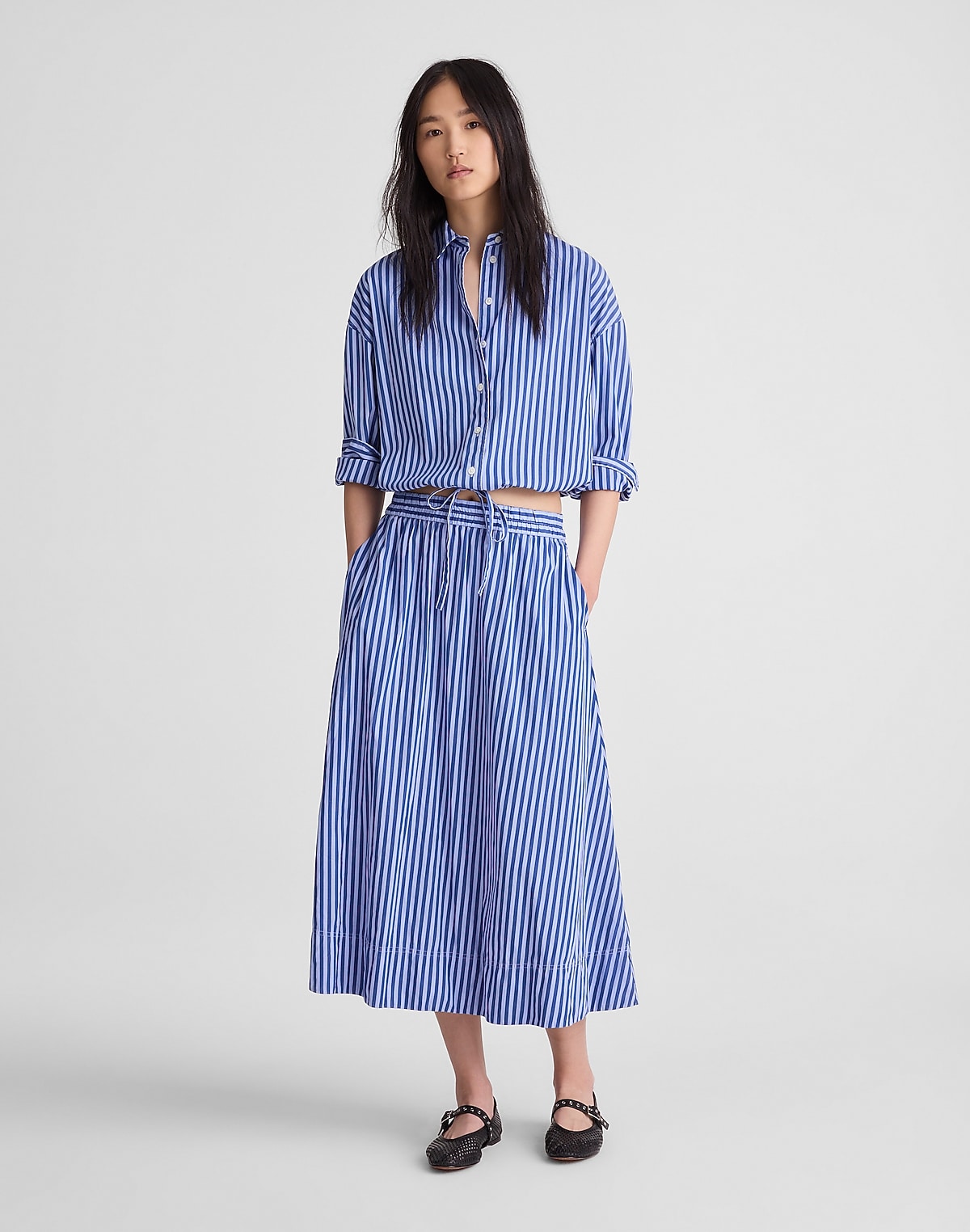 A-Line Midi Skirt in Poplin
