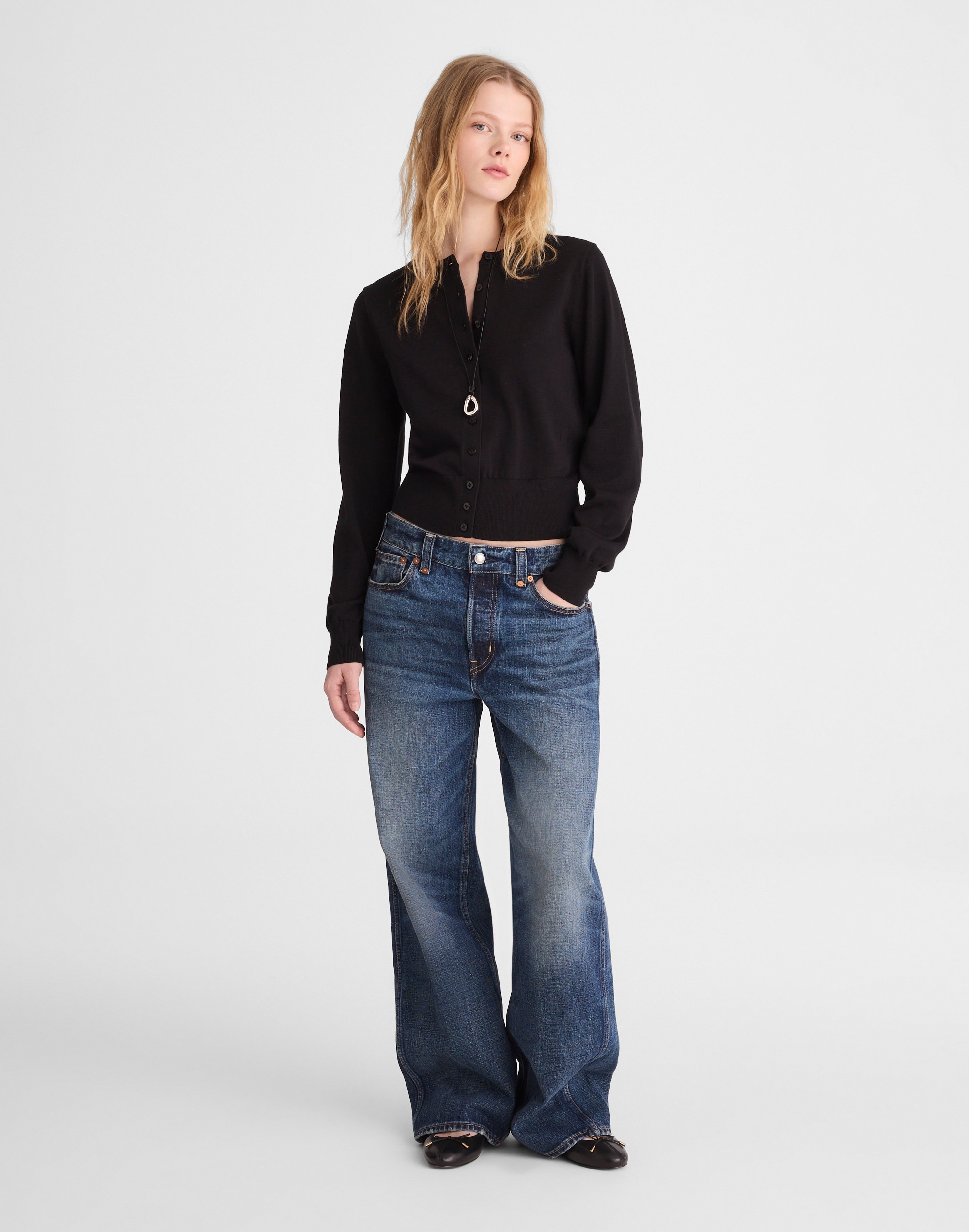 button-front cardigan in 100% cotton