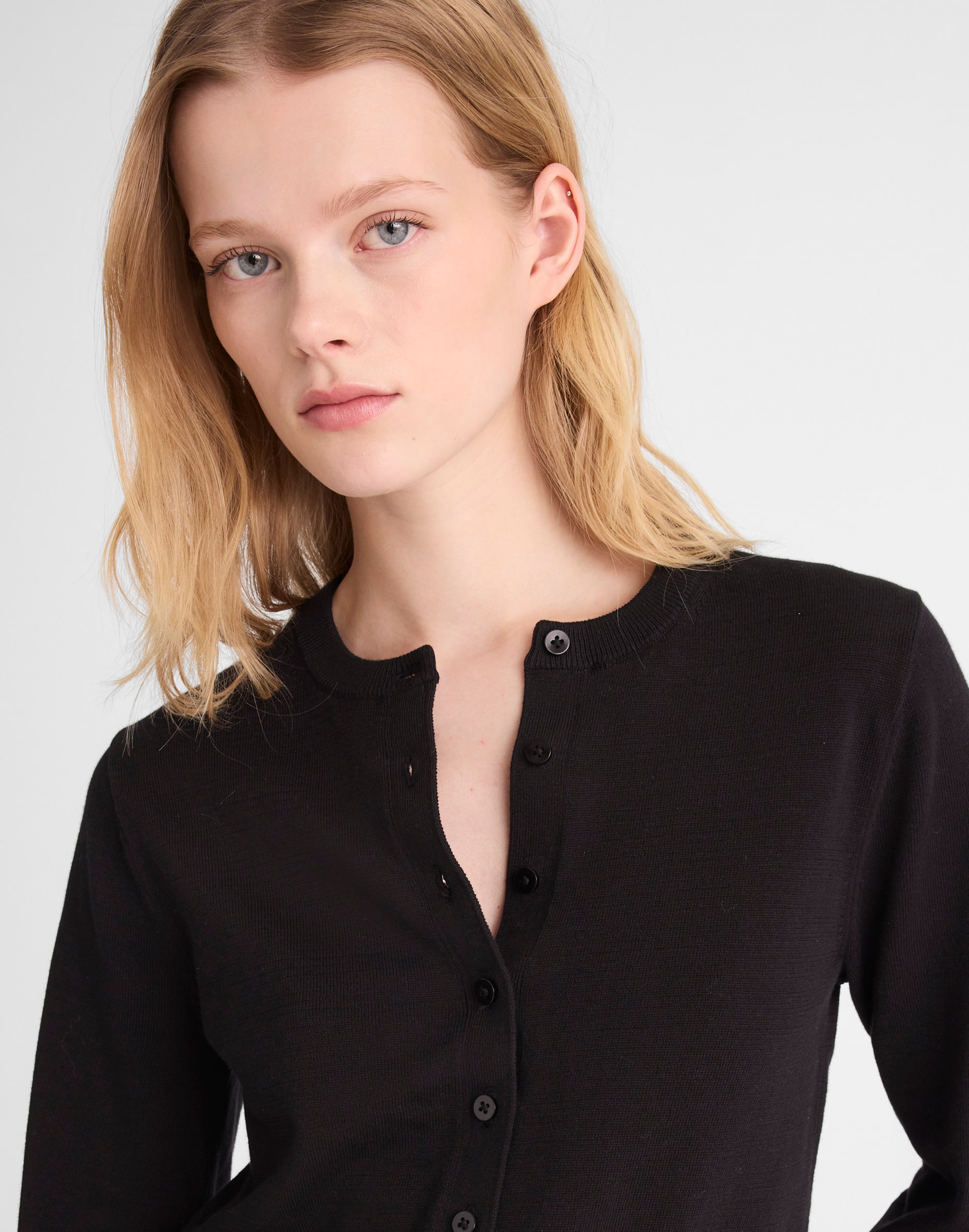 Button-Front Cardigan in 100% Cotton