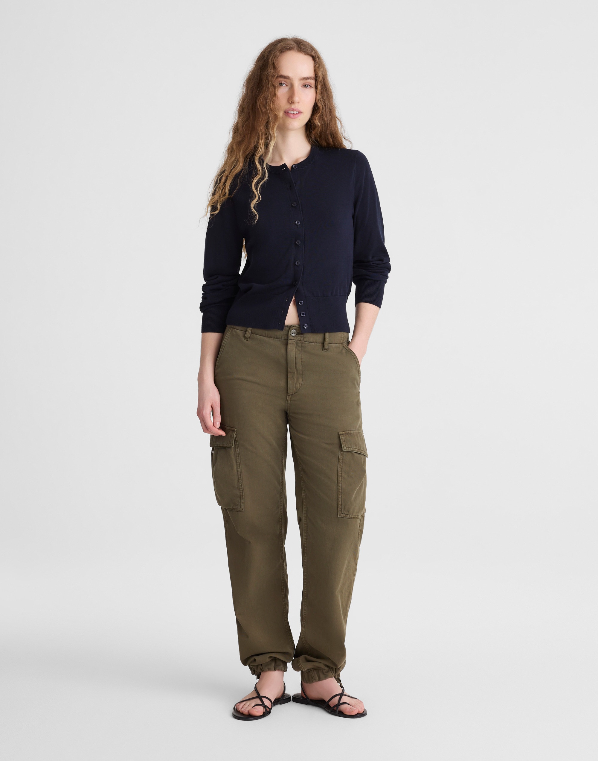 Button-Front Cardigan in 100% Cotton