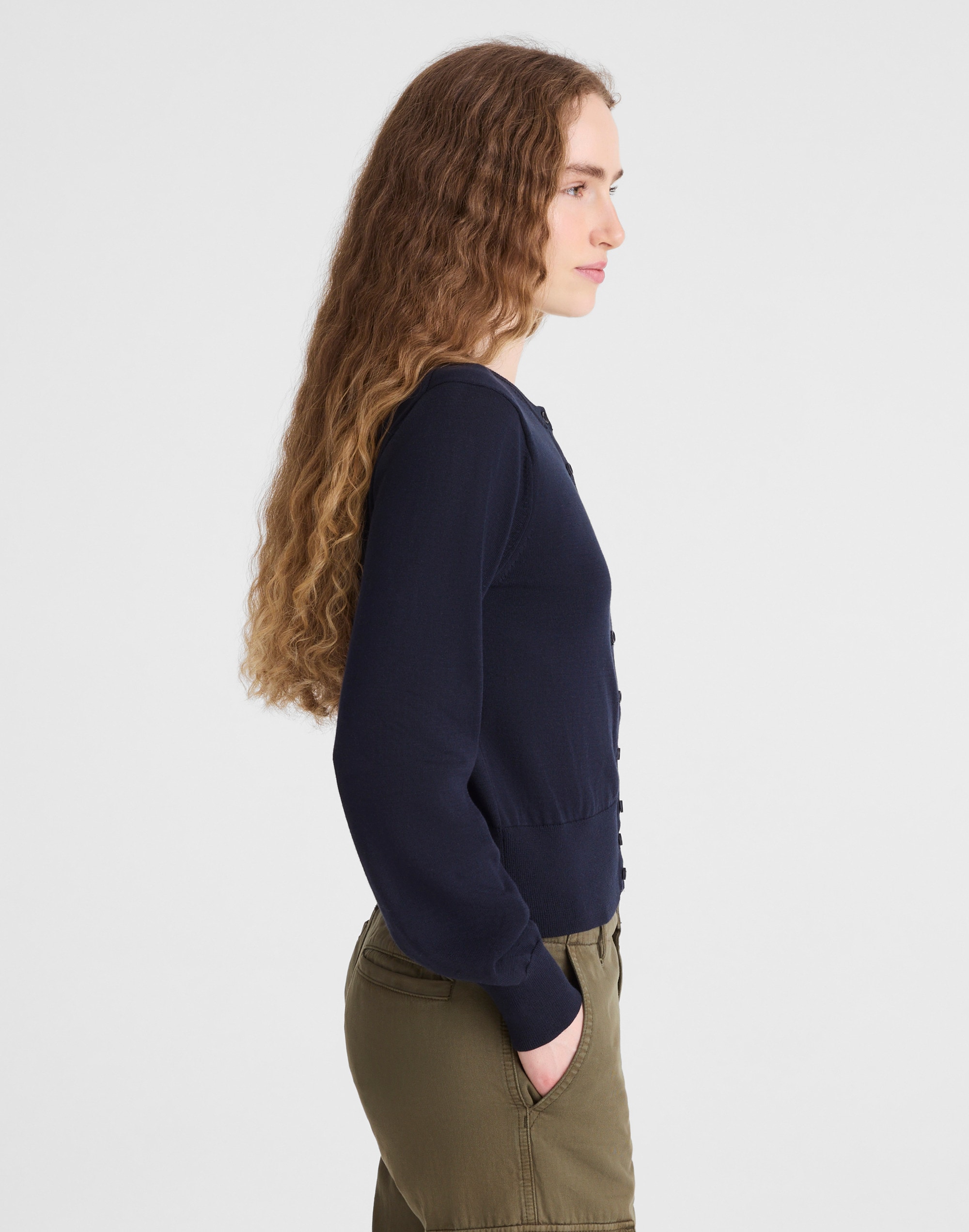 Button-Front Cardigan in 100% Cotton