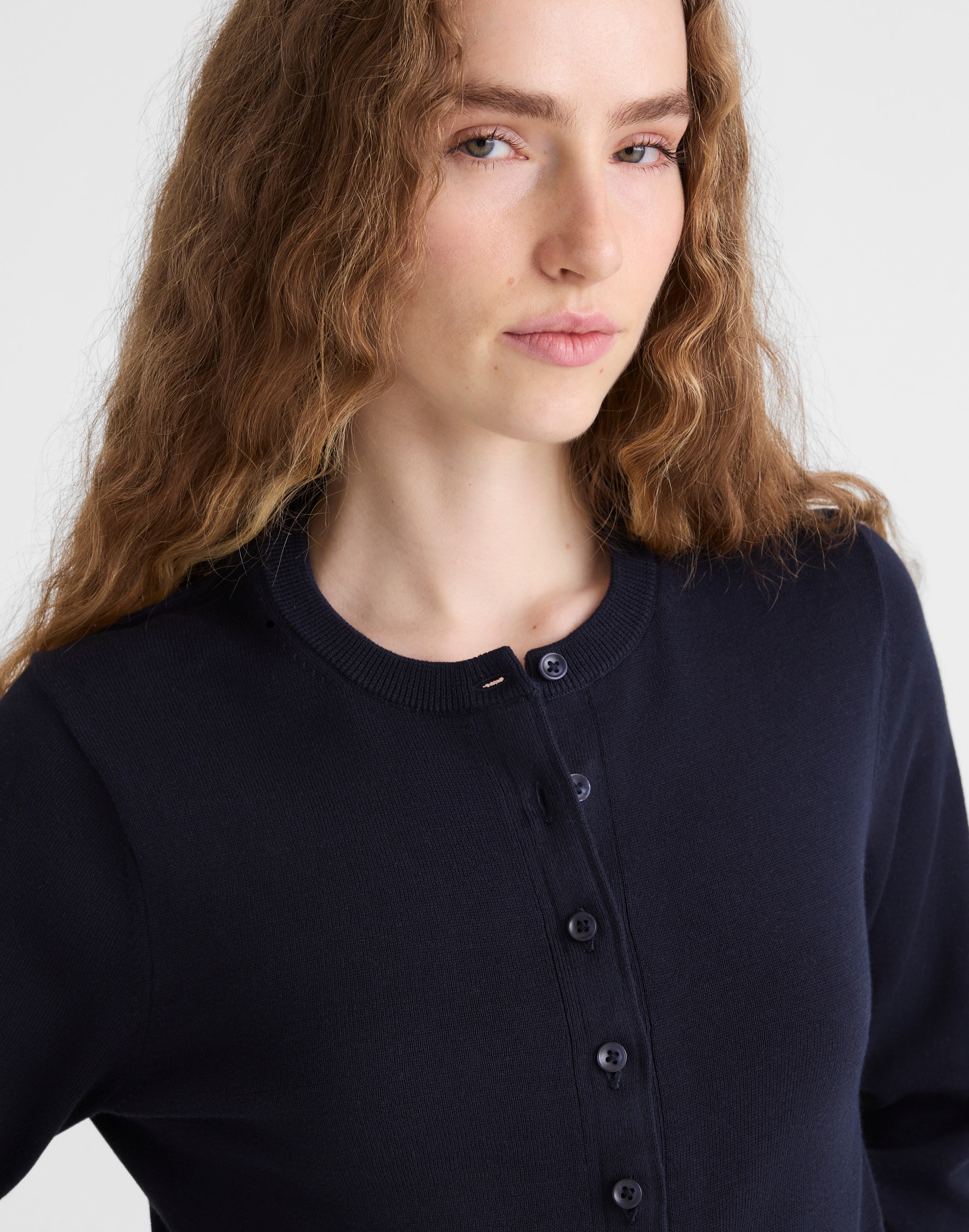 Button-Front Cardigan in 100% Cotton