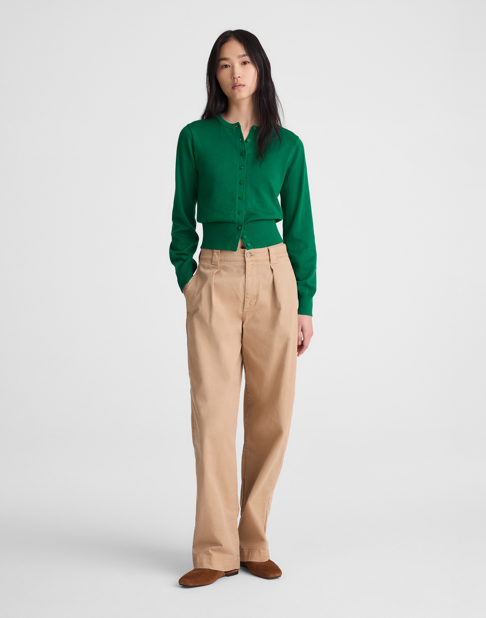 Button-Front Cardigan in 100% Cotton