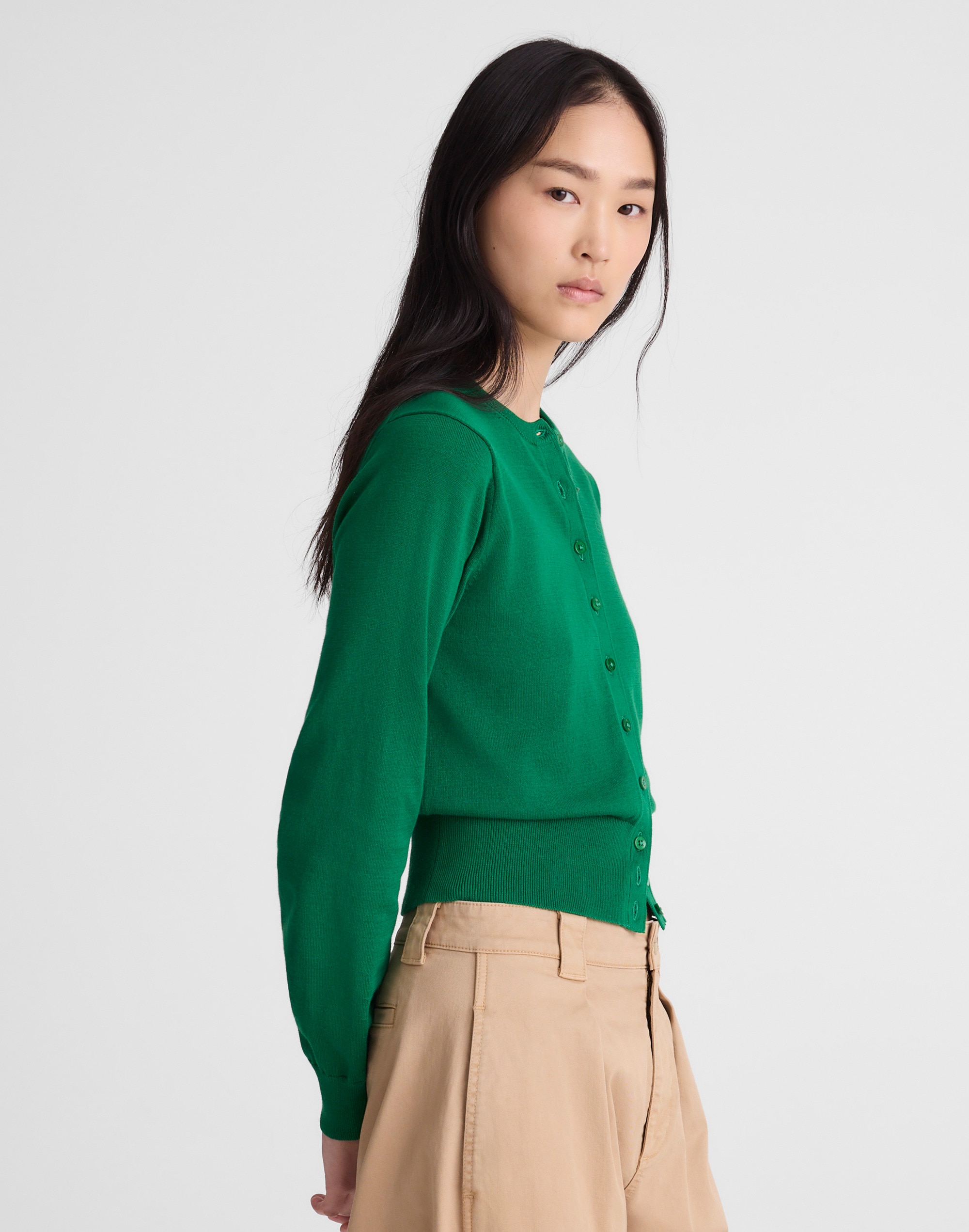 Button-Front Cardigan in 100% Cotton