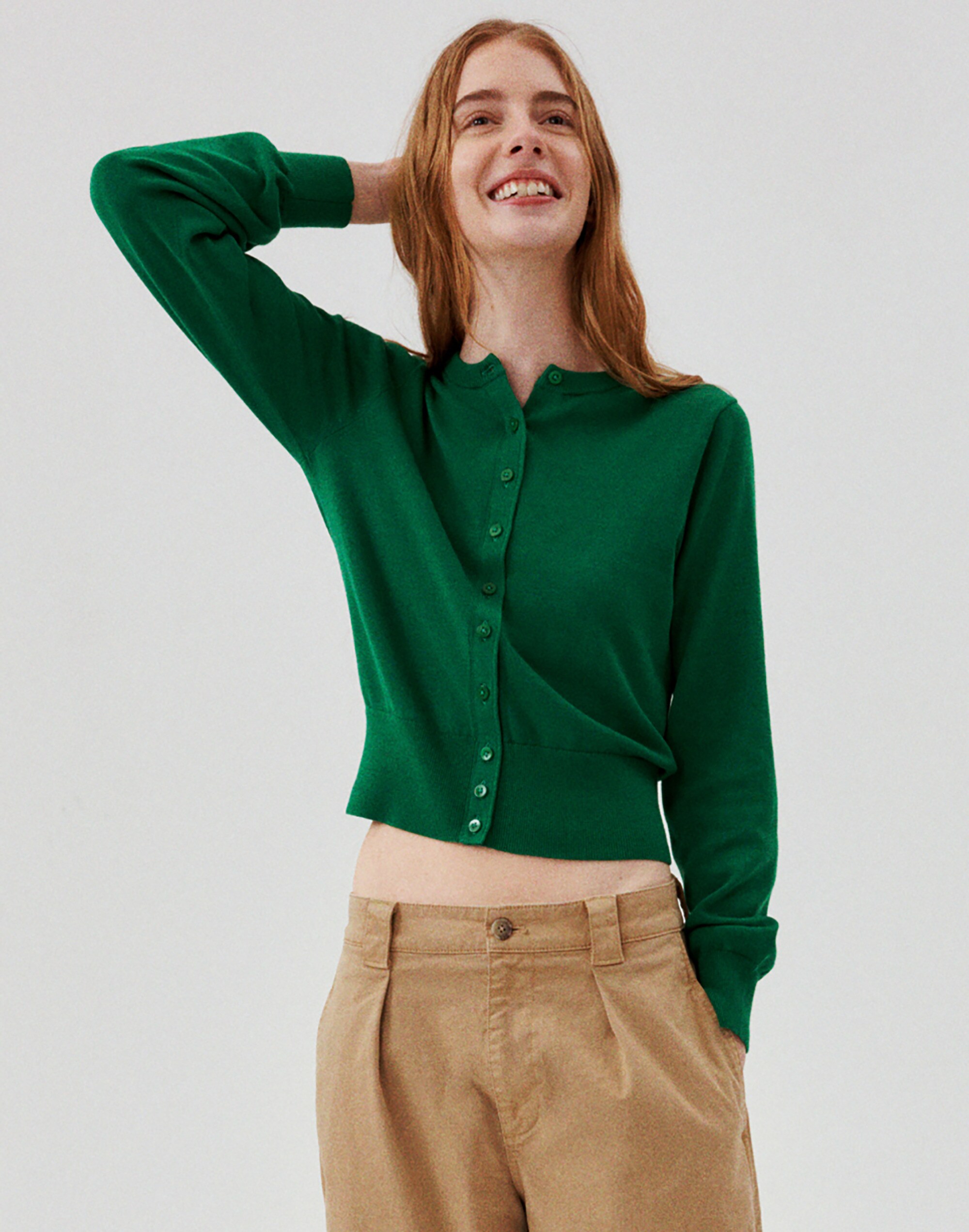 Button-Front Cardigan in 100% Cotton