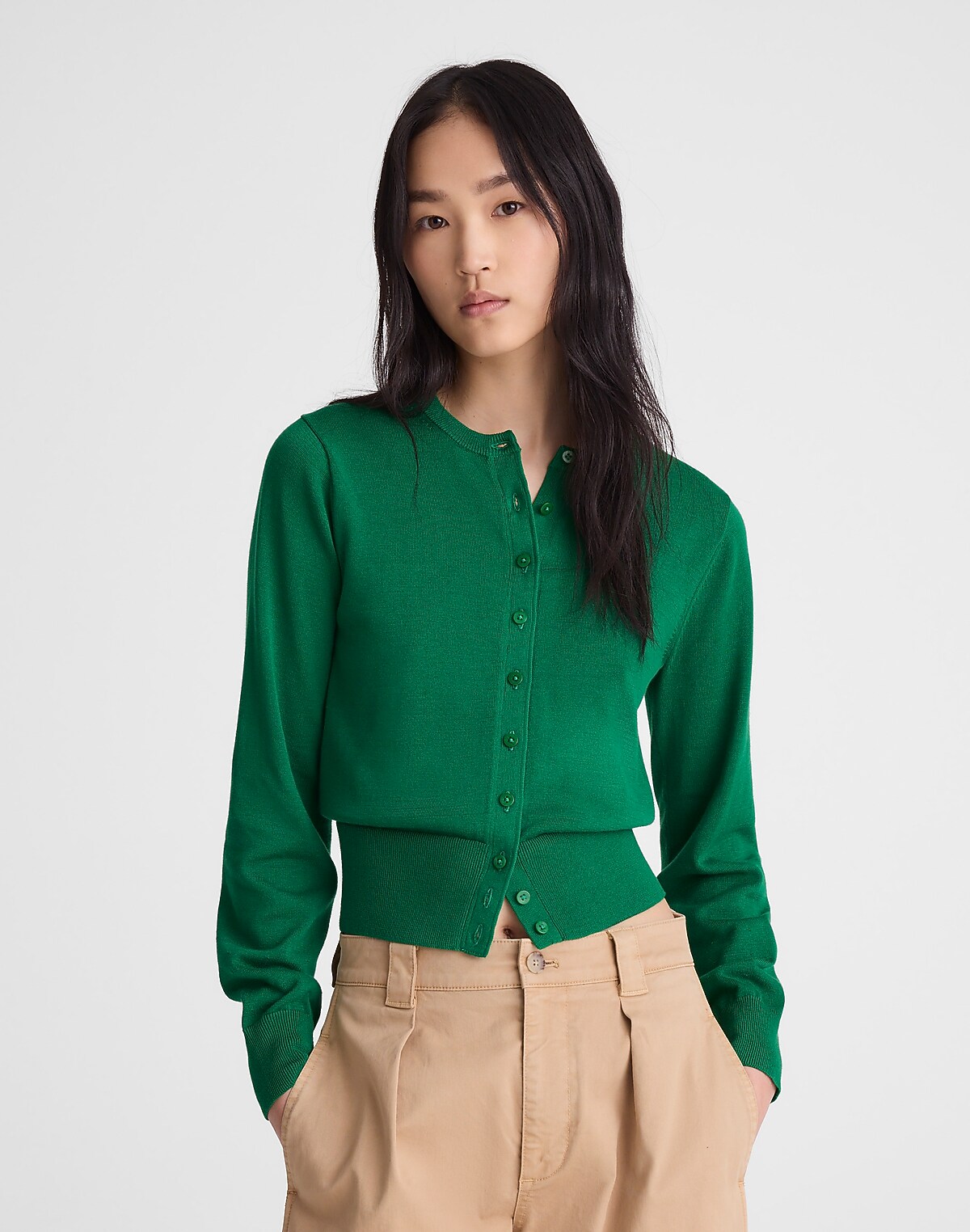 Button-Front Cardigan in 100% Cotton