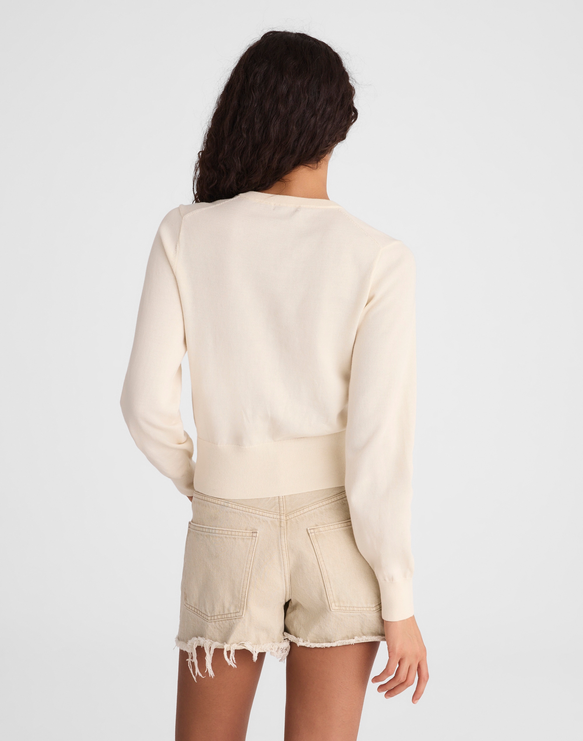 Button-Front Cardigan in 100% Cotton