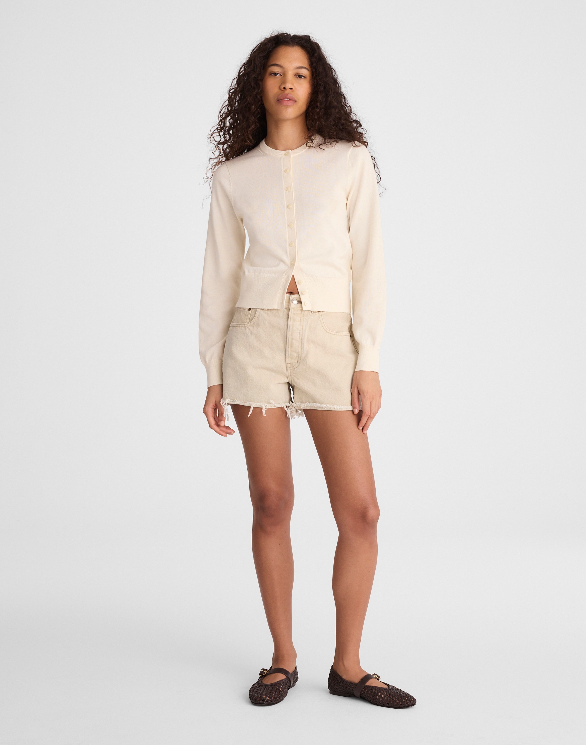 Button-Front Cardigan in 100% Cotton